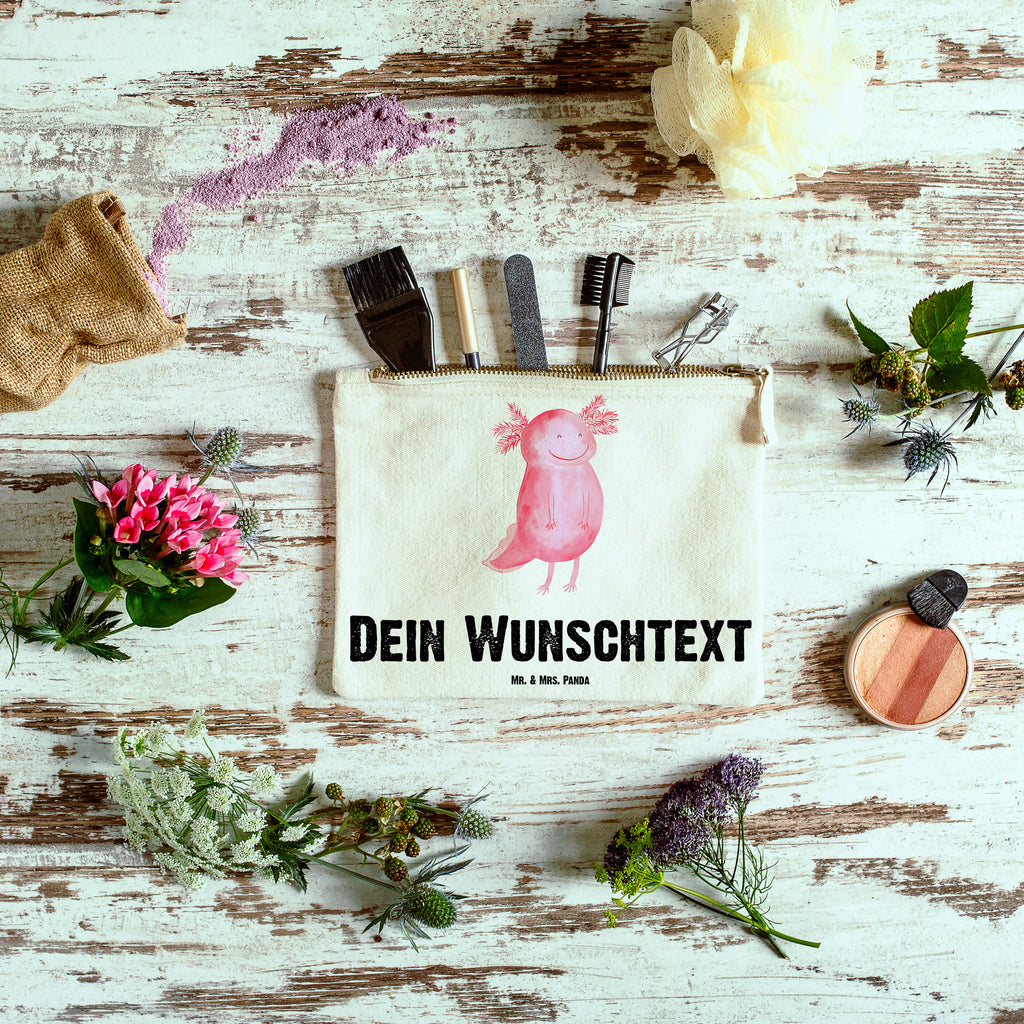 Personalisierte Schminktasche Axolotl glücklich Personalisierte Schminktasche, Personalisierte Kosmetiktasche, Personalisierter Kosmetikbeutel, Personalisiertes Stiftemäppchen, Personalisiertes Etui, Personalisierte Federmappe, Personalisierte Makeup Bag, Personalisiertes Schminketui, Personalisiertes Kosmetiketui, Personalisiertes Schlamperetui, Schminktasche mit Namen, Kosmetiktasche mit Namen, Kosmetikbeutel mit Namen, Stiftemäppchen mit Namen, Etui mit Namen, Federmappe mit Namen, Makeup Bg  mit Namen, Schminketui mit Namen, Kosmetiketui mit Namen, Schlamperetui mit Namen, Schminktasche personalisieren, Schminktasche bedrucken, Schminktasche selbst gestalten, Axolotl, Molch, Axolot, Schwanzlurch, Lurch, Lurche, Motivation, gute Laune