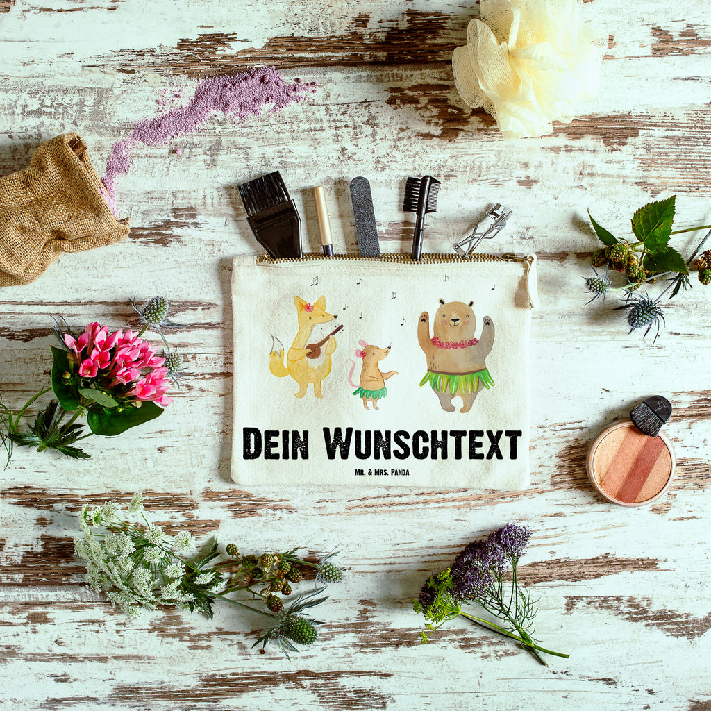 Personalisierte Schminktasche Waldtiere Aloha Personalisierte Schminktasche, Personalisierte Kosmetiktasche, Personalisierter Kosmetikbeutel, Personalisiertes Stiftemäppchen, Personalisiertes Etui, Personalisierte Federmappe, Personalisierte Makeup Bag, Personalisiertes Schminketui, Personalisiertes Kosmetiketui, Personalisiertes Schlamperetui, Schminktasche mit Namen, Kosmetiktasche mit Namen, Kosmetikbeutel mit Namen, Stiftemäppchen mit Namen, Etui mit Namen, Federmappe mit Namen, Makeup Bg  mit Namen, Schminketui mit Namen, Kosmetiketui mit Namen, Schlamperetui mit Namen, Schminktasche personalisieren, Schminktasche bedrucken, Schminktasche selbst gestalten, süße Tiermotive, gute Laune, lustige Sprüche, Tiere, Wald, Waldtiere, Musik, Aloha, Bär, Hase, Igel, Tanzen, Leben, Lachen