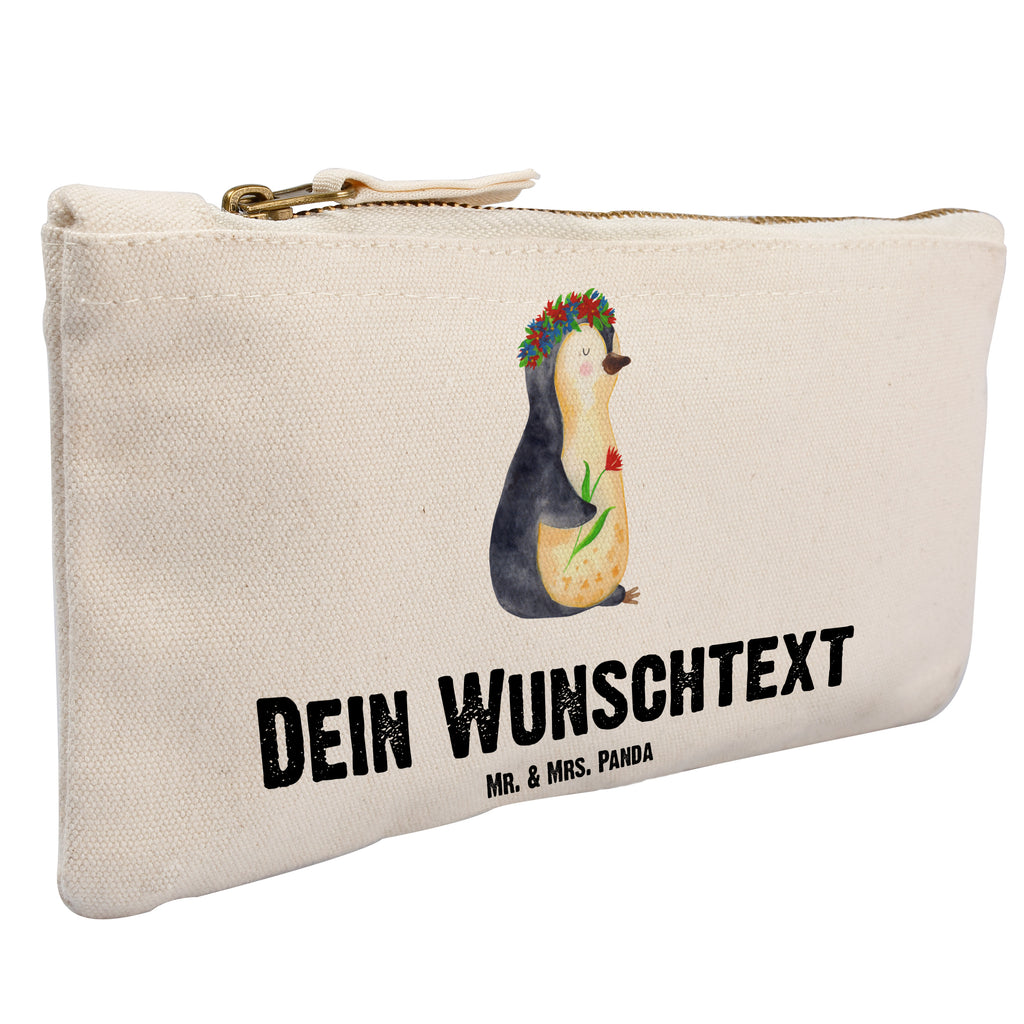 Personalisierte Schminktasche Pinguin Blumenkranz Personalisierte Schminktasche, Personalisierte Kosmetiktasche, Personalisierter Kosmetikbeutel, Personalisiertes Stiftemäppchen, Personalisiertes Etui, Personalisierte Federmappe, Personalisierte Makeup Bag, Personalisiertes Schminketui, Personalisiertes Kosmetiketui, Personalisiertes Schlamperetui, Schminktasche mit Namen, Kosmetiktasche mit Namen, Kosmetikbeutel mit Namen, Stiftemäppchen mit Namen, Etui mit Namen, Federmappe mit Namen, Makeup Bg  mit Namen, Schminketui mit Namen, Kosmetiketui mit Namen, Schlamperetui mit Namen, Schminktasche personalisieren, Schminktasche bedrucken, Schminktasche selbst gestalten, Pinguin, Pinguine, Blumenkranz, Universum, Leben, Wünsche, Ziele, Lebensziele, Motivation, Lebenslust, Liebeskummer, Geschenkidee