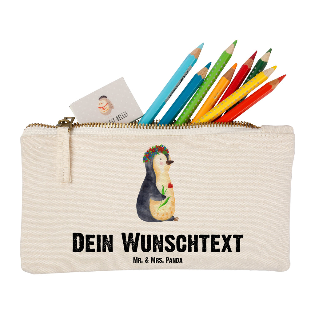 Personalisierte Schminktasche Pinguin Blumenkranz Personalisierte Schminktasche, Personalisierte Kosmetiktasche, Personalisierter Kosmetikbeutel, Personalisiertes Stiftemäppchen, Personalisiertes Etui, Personalisierte Federmappe, Personalisierte Makeup Bag, Personalisiertes Schminketui, Personalisiertes Kosmetiketui, Personalisiertes Schlamperetui, Schminktasche mit Namen, Kosmetiktasche mit Namen, Kosmetikbeutel mit Namen, Stiftemäppchen mit Namen, Etui mit Namen, Federmappe mit Namen, Makeup Bg  mit Namen, Schminketui mit Namen, Kosmetiketui mit Namen, Schlamperetui mit Namen, Schminktasche personalisieren, Schminktasche bedrucken, Schminktasche selbst gestalten, Pinguin, Pinguine, Blumenkranz, Universum, Leben, Wünsche, Ziele, Lebensziele, Motivation, Lebenslust, Liebeskummer, Geschenkidee