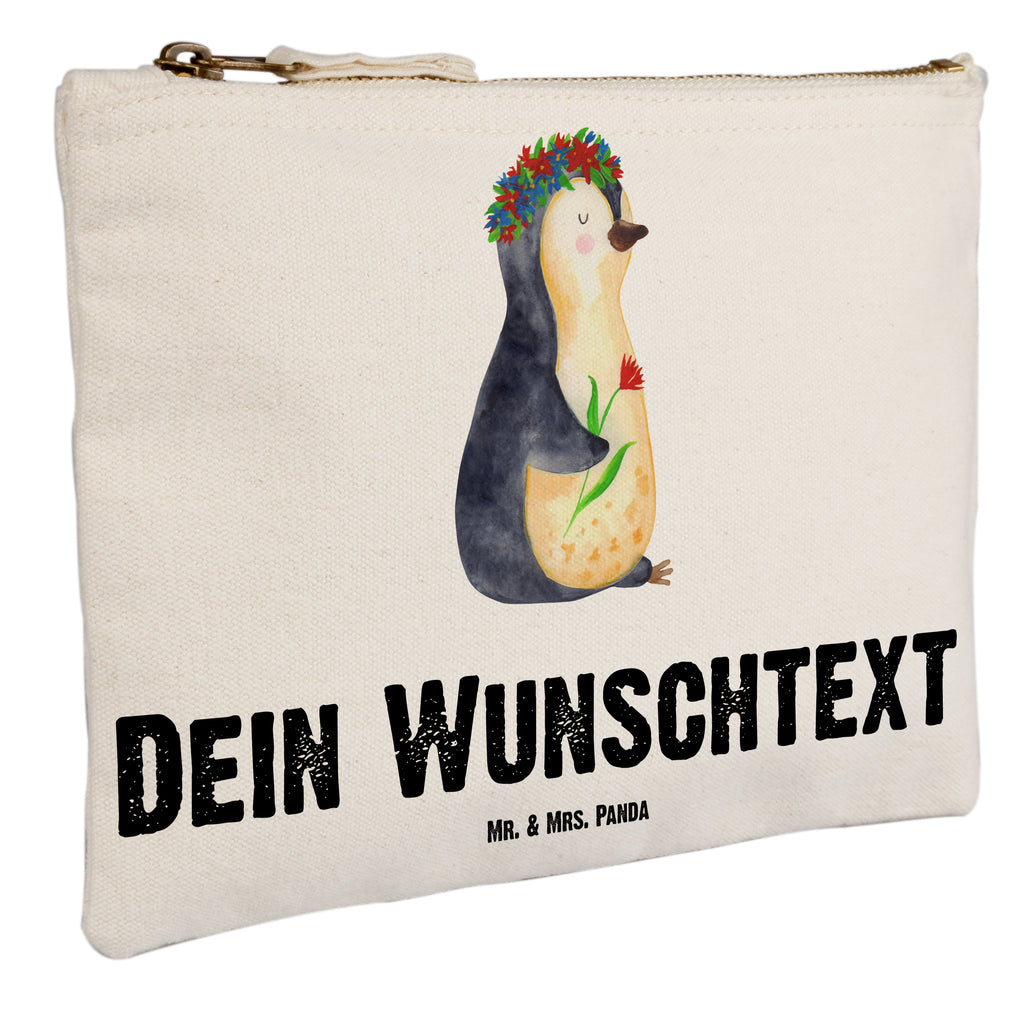 Personalisierte Schminktasche Pinguin Blumenkranz Personalisierte Schminktasche, Personalisierte Kosmetiktasche, Personalisierter Kosmetikbeutel, Personalisiertes Stiftemäppchen, Personalisiertes Etui, Personalisierte Federmappe, Personalisierte Makeup Bag, Personalisiertes Schminketui, Personalisiertes Kosmetiketui, Personalisiertes Schlamperetui, Schminktasche mit Namen, Kosmetiktasche mit Namen, Kosmetikbeutel mit Namen, Stiftemäppchen mit Namen, Etui mit Namen, Federmappe mit Namen, Makeup Bg  mit Namen, Schminketui mit Namen, Kosmetiketui mit Namen, Schlamperetui mit Namen, Schminktasche personalisieren, Schminktasche bedrucken, Schminktasche selbst gestalten, Pinguin, Pinguine, Blumenkranz, Universum, Leben, Wünsche, Ziele, Lebensziele, Motivation, Lebenslust, Liebeskummer, Geschenkidee