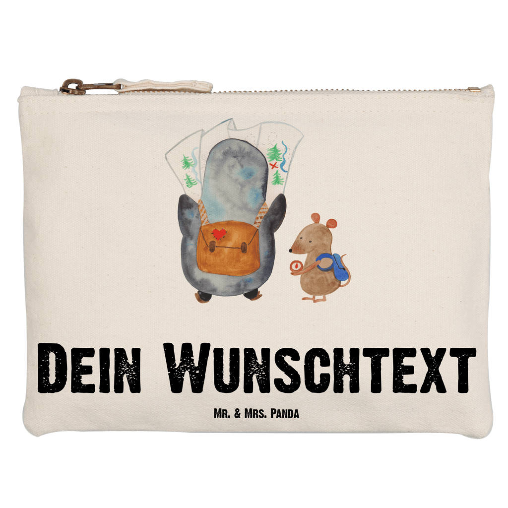 Personalisierte Schminktasche Pinguin & Maus Wanderer Personalisierte Schminktasche, Personalisierte Kosmetiktasche, Personalisierter Kosmetikbeutel, Personalisiertes Stiftemäppchen, Personalisiertes Etui, Personalisierte Federmappe, Personalisierte Makeup Bag, Personalisiertes Schminketui, Personalisiertes Kosmetiketui, Personalisiertes Schlamperetui, Schminktasche mit Namen, Kosmetiktasche mit Namen, Kosmetikbeutel mit Namen, Stiftemäppchen mit Namen, Etui mit Namen, Federmappe mit Namen, Makeup Bg  mit Namen, Schminketui mit Namen, Kosmetiketui mit Namen, Schlamperetui mit Namen, Schminktasche personalisieren, Schminktasche bedrucken, Schminktasche selbst gestalten, Pinguin, Pinguine, Abenteurer, Abenteuer, Roadtrip, Ausflug, Wanderlust, wandern