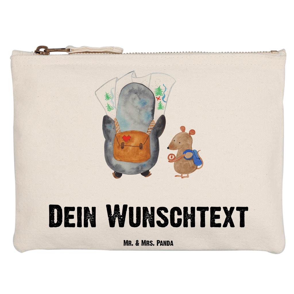 Personalisierte Schminktasche Pinguin & Maus Wanderer Personalisierte Schminktasche, Personalisierte Kosmetiktasche, Personalisierter Kosmetikbeutel, Personalisiertes Stiftemäppchen, Personalisiertes Etui, Personalisierte Federmappe, Personalisierte Makeup Bag, Personalisiertes Schminketui, Personalisiertes Kosmetiketui, Personalisiertes Schlamperetui, Schminktasche mit Namen, Kosmetiktasche mit Namen, Kosmetikbeutel mit Namen, Stiftemäppchen mit Namen, Etui mit Namen, Federmappe mit Namen, Makeup Bg  mit Namen, Schminketui mit Namen, Kosmetiketui mit Namen, Schlamperetui mit Namen, Schminktasche personalisieren, Schminktasche bedrucken, Schminktasche selbst gestalten, Pinguin, Pinguine, Abenteurer, Abenteuer, Roadtrip, Ausflug, Wanderlust, wandern