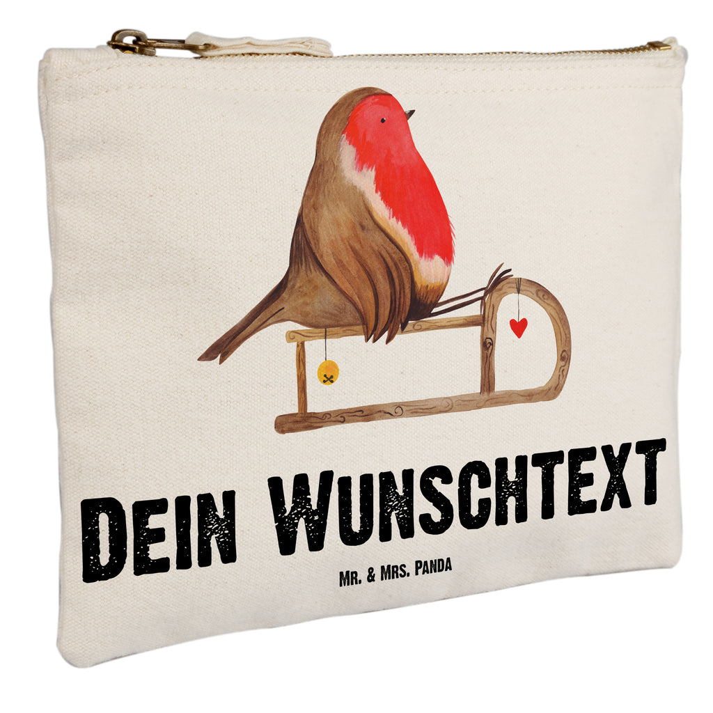 Personalisierte Schminktasche Rotkehlchen Schlitten Personalisierte Schminktasche, Personalisierte Kosmetiktasche, Personalisierter Kosmetikbeutel, Personalisiertes Stiftemäppchen, Personalisiertes Etui, Personalisierte Federmappe, Personalisierte Makeup Bag, Personalisiertes Schminketui, Personalisiertes Kosmetiketui, Personalisiertes Schlamperetui, Schminktasche mit Namen, Kosmetiktasche mit Namen, Kosmetikbeutel mit Namen, Stiftemäppchen mit Namen, Etui mit Namen, Federmappe mit Namen, Makeup Bg  mit Namen, Schminketui mit Namen, Kosmetiketui mit Namen, Schlamperetui mit Namen, Schminktasche personalisieren, Schminktasche bedrucken, Schminktasche selbst gestalten, Winter, Weihnachten, Weihnachtsdeko, Nikolaus, Advent, Heiligabend, Wintermotiv, Schlitten, Vogel