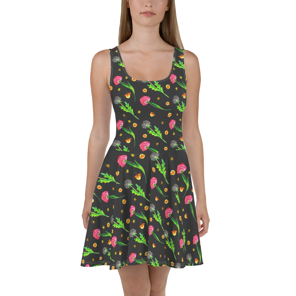Sommerkleid Glühwürmchen Design Glühwürmchen, Muster, Blumen, Pusteblumen Sommerkleid, Kleid, Skaterkleid  