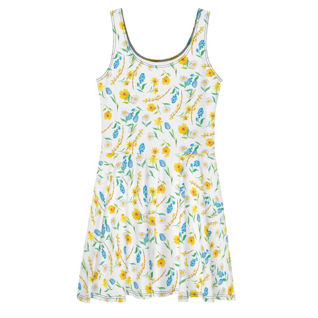 Sommerkleid Frühlingserwachen Design Aquarell, Muster, Blumen, Wiese, Sommerblumen, Natur, Blumenmädchen Sommerkleid, Kleid, Skaterkleid  