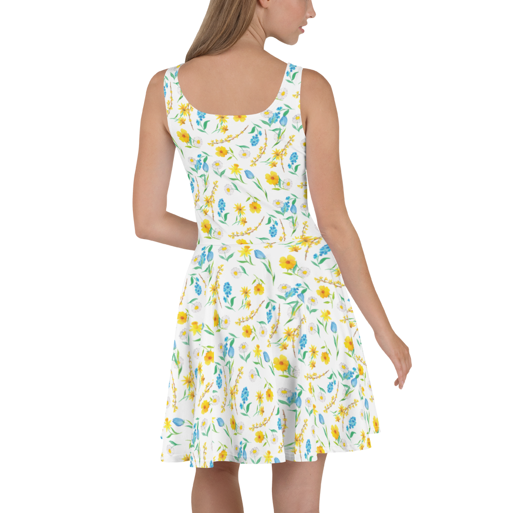 Sommerkleid Frühlingserwachen Design Aquarell, Muster, Blumen, Wiese, Sommerblumen, Natur, Blumenmädchen Sommerkleid, Kleid, Skaterkleid  