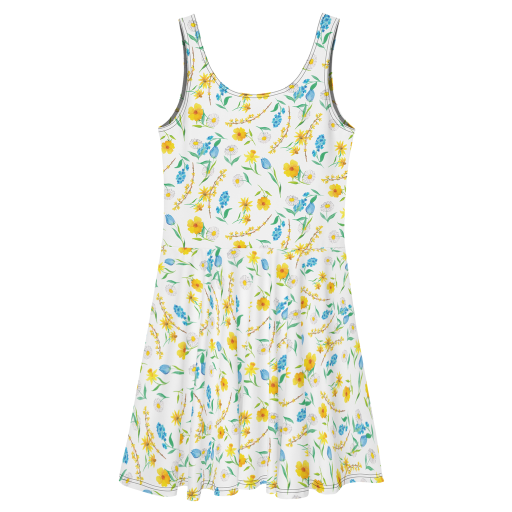 Sommerkleid Frühlingserwachen Design Aquarell, Muster, Blumen, Wiese, Sommerblumen, Natur, Blumenmädchen Sommerkleid, Kleid, Skaterkleid  