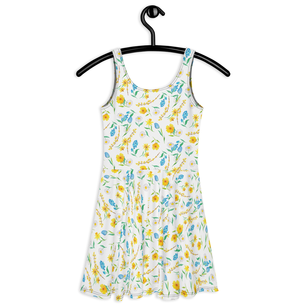 Sommerkleid Frühlingserwachen Design Aquarell, Muster, Blumen, Wiese, Sommerblumen, Natur, Blumenmädchen Sommerkleid, Kleid, Skaterkleid  