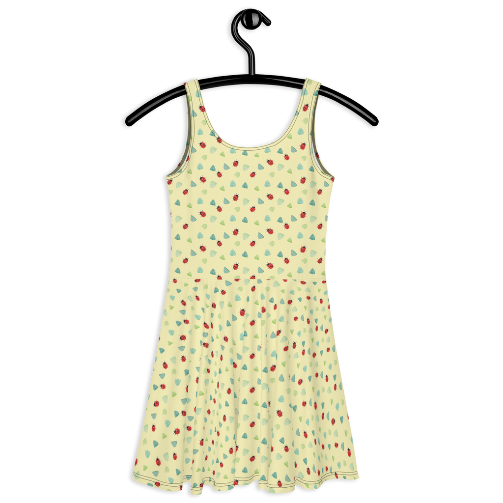 Sommerkleid Marienkäfer Design Aquarell, Marienkäfer, grüne Punkte, Muster, niedlich, verspielt Sommerkleid, Kleid, Skaterkleid  