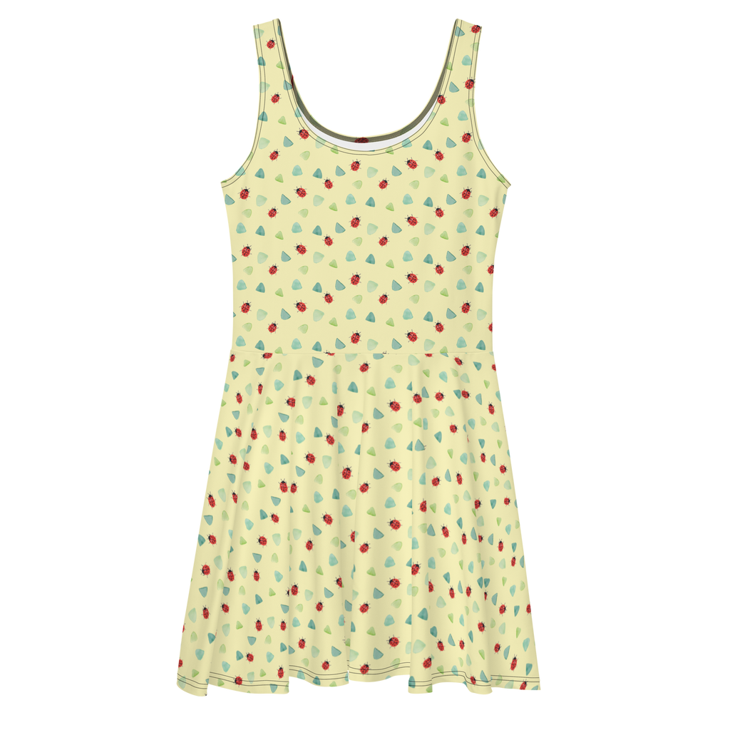 Sommerkleid Marienkäfer Design Aquarell, Marienkäfer, grüne Punkte, Muster, niedlich, verspielt Sommerkleid, Kleid, Skaterkleid  