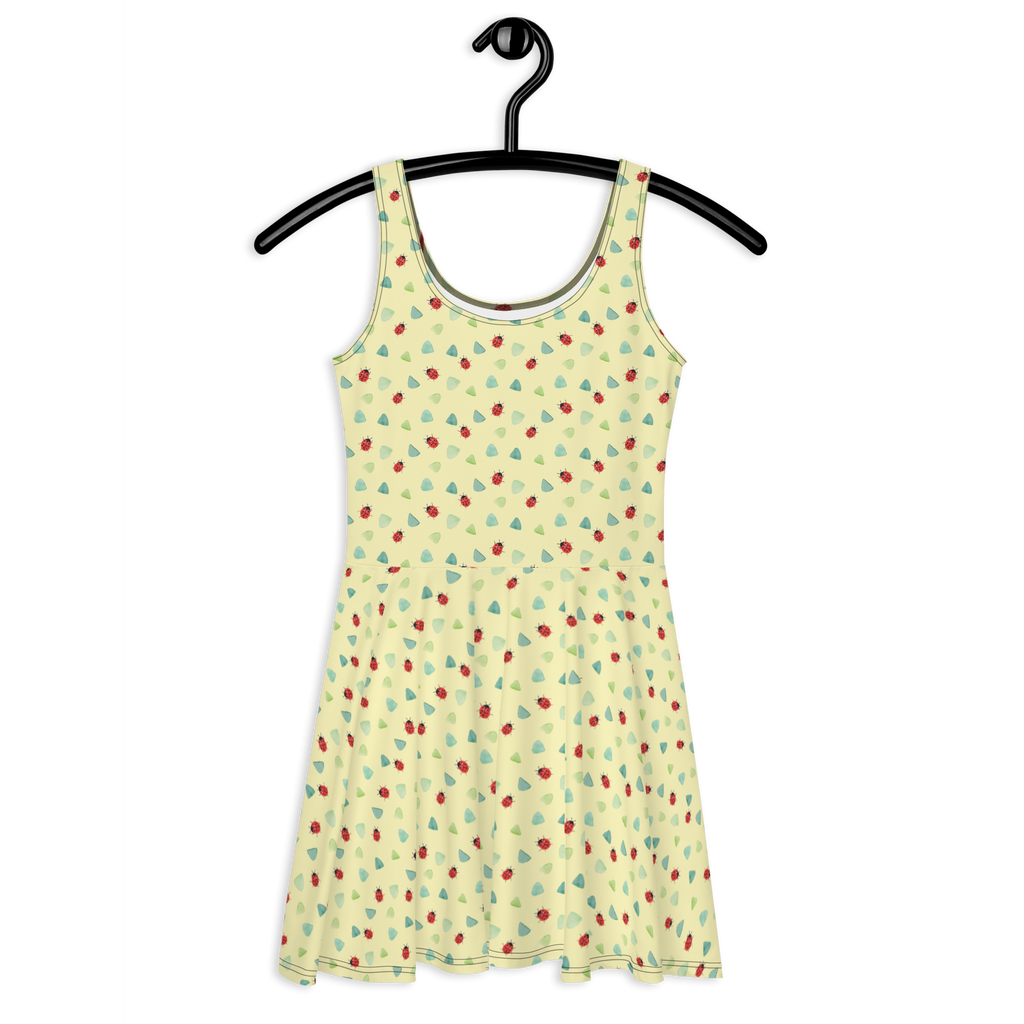 Sommerkleid Marienkäfer Design Aquarell, Marienkäfer, grüne Punkte, Muster, niedlich, verspielt Sommerkleid, Kleid, Skaterkleid  