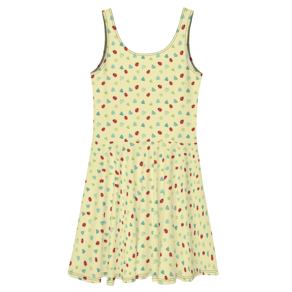 Sommerkleid Marienkäfer Design Aquarell, Marienkäfer, grüne Punkte, Muster, niedlich, verspielt Sommerkleid, Kleid, Skaterkleid  