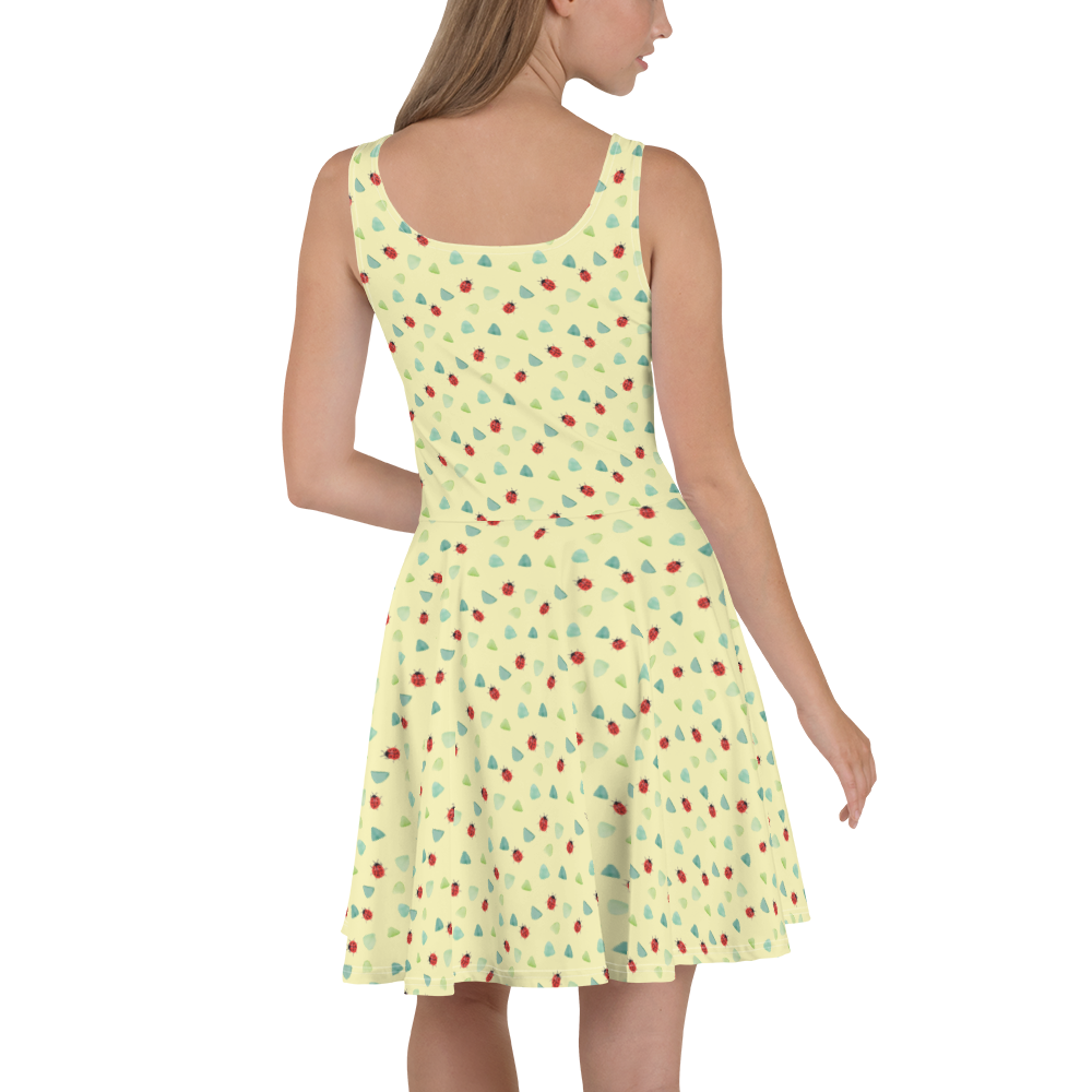 Sommerkleid Marienkäfer Design Aquarell, Marienkäfer, grüne Punkte, Muster, niedlich, verspielt Sommerkleid, Kleid, Skaterkleid  