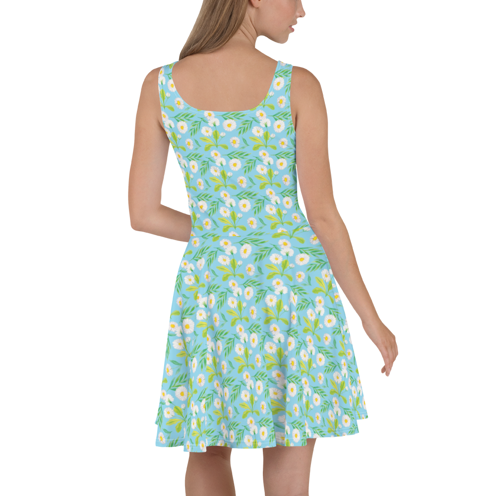 Sommerkleid Wiesenzauber Design Aquarell, Blumen, Muster, Gänseblümchen, Blumenwiese, Wiese Sommerkleid, Kleid, Skaterkleid  