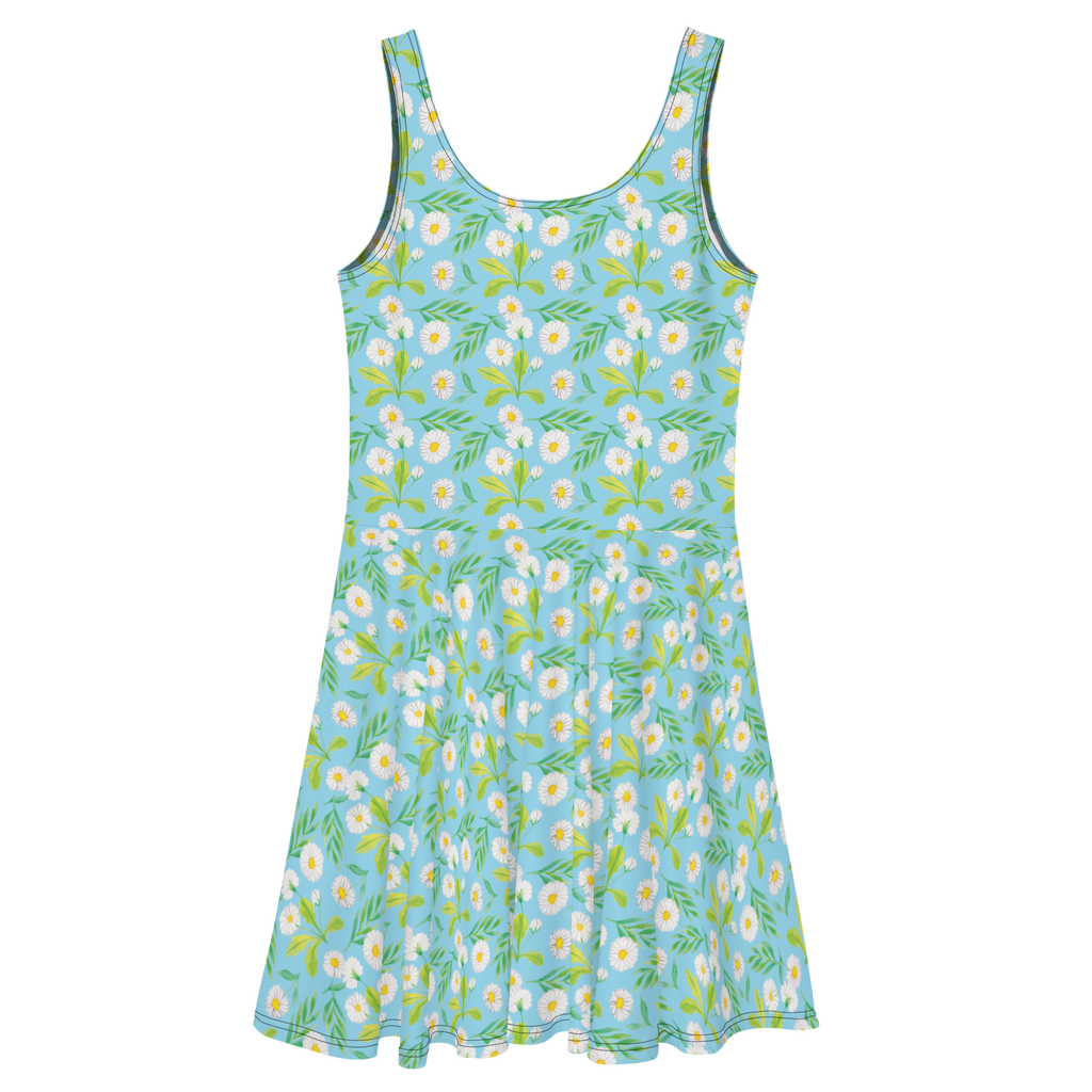 Sommerkleid Wiesenzauber Design Aquarell, Blumen, Muster, Gänseblümchen, Blumenwiese, Wiese Sommerkleid, Kleid, Skaterkleid  