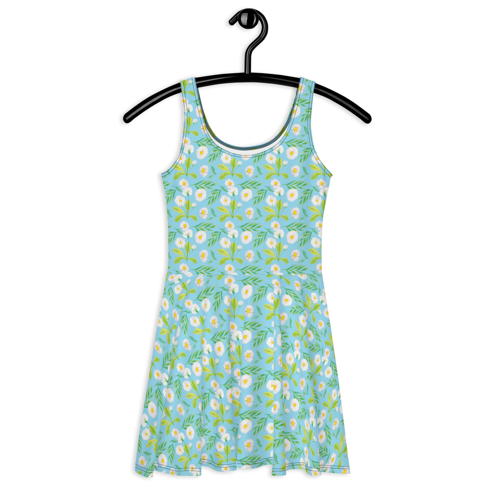 Sommerkleid Wiesenzauber Design Aquarell, Blumen, Muster, Gänseblümchen, Blumenwiese, Wiese Sommerkleid, Kleid, Skaterkleid  