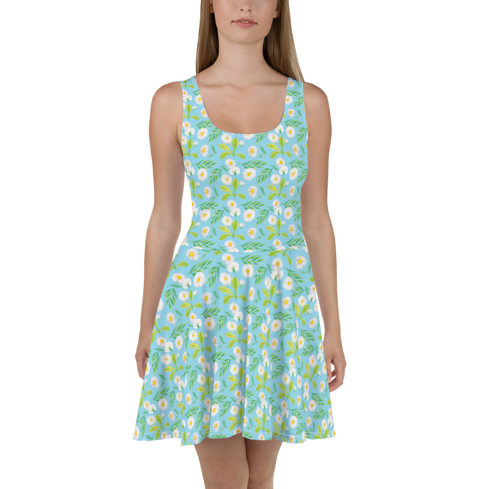 Sommerkleid Wiesenzauber Design Aquarell, Blumen, Muster, Gänseblümchen, Blumenwiese, Wiese Sommerkleid, Kleid, Skaterkleid  