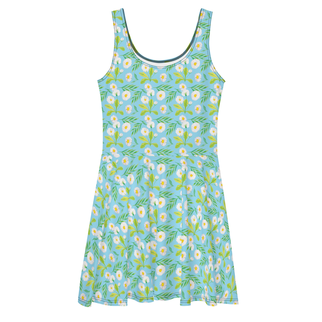 Sommerkleid Wiesenzauber Design Aquarell, Blumen, Muster, Gänseblümchen, Blumenwiese, Wiese Sommerkleid, Kleid, Skaterkleid  