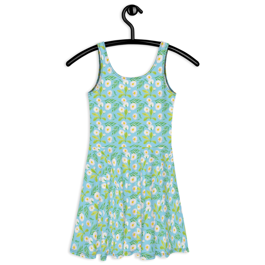 Sommerkleid Wiesenzauber Design Aquarell, Blumen, Muster, Gänseblümchen, Blumenwiese, Wiese Sommerkleid, Kleid, Skaterkleid  