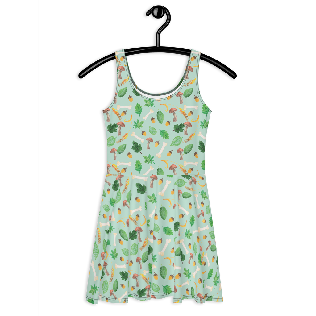 Sommerkleid Herbstwald Design Aquarell Muster, Herbst, Wald, Pilze, Blätter, Laub, Pilze Sommerkleid, Kleid, Skaterkleid  