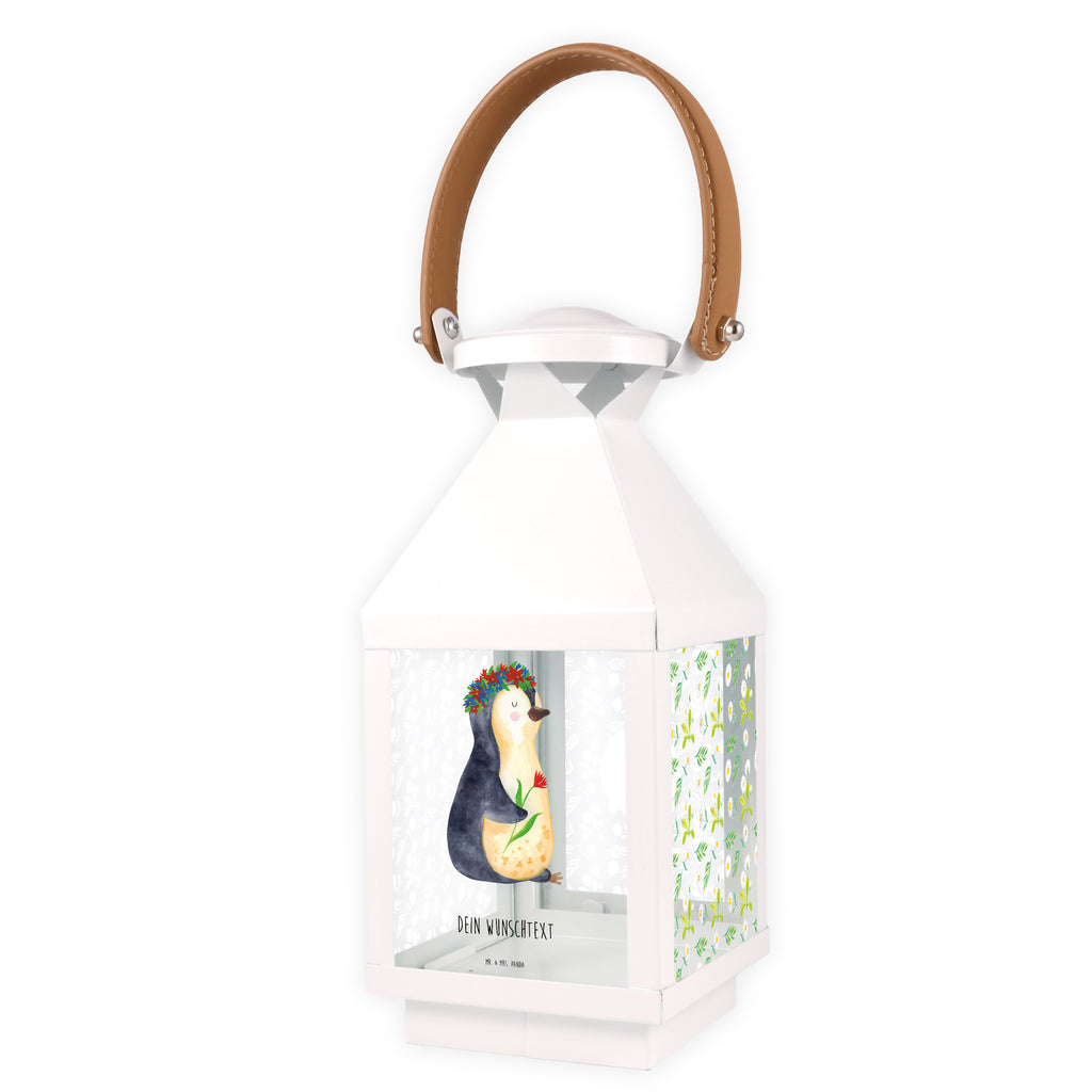 Personalisierte Deko Laterne Pinguin Blumenkranz Gartenlampe, Gartenleuchte, Gartendekoration, Gartenlicht, Laterne  kleine Laternen, XXL Laternen, Laterne groß, Pinguin, Pinguine, Blumenkranz, Universum, Leben, Wünsche, Ziele, Lebensziele, Motivation, Lebenslust, Liebeskummer, Geschenkidee