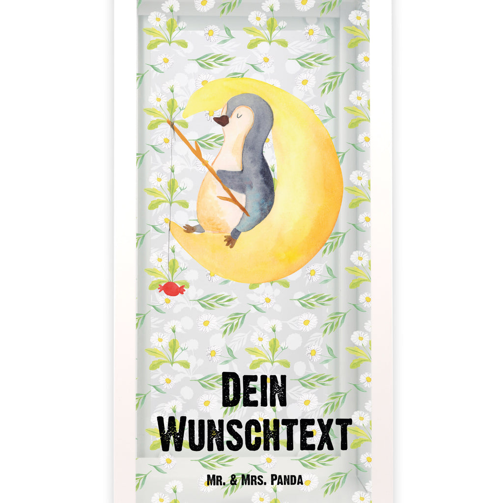 Personalisierte Deko Laterne Pinguin Mond Gartenlampe, Gartenleuchte, Gartendekoration, Gartenlicht, Laterne  kleine Laternen, XXL Laternen, Laterne groß, Pinguin, Pinguine, Spruch, schlafen, Nachtruhe, Einschlafen, Schlafzimmer, Schlafstörungen, Gästezimmer