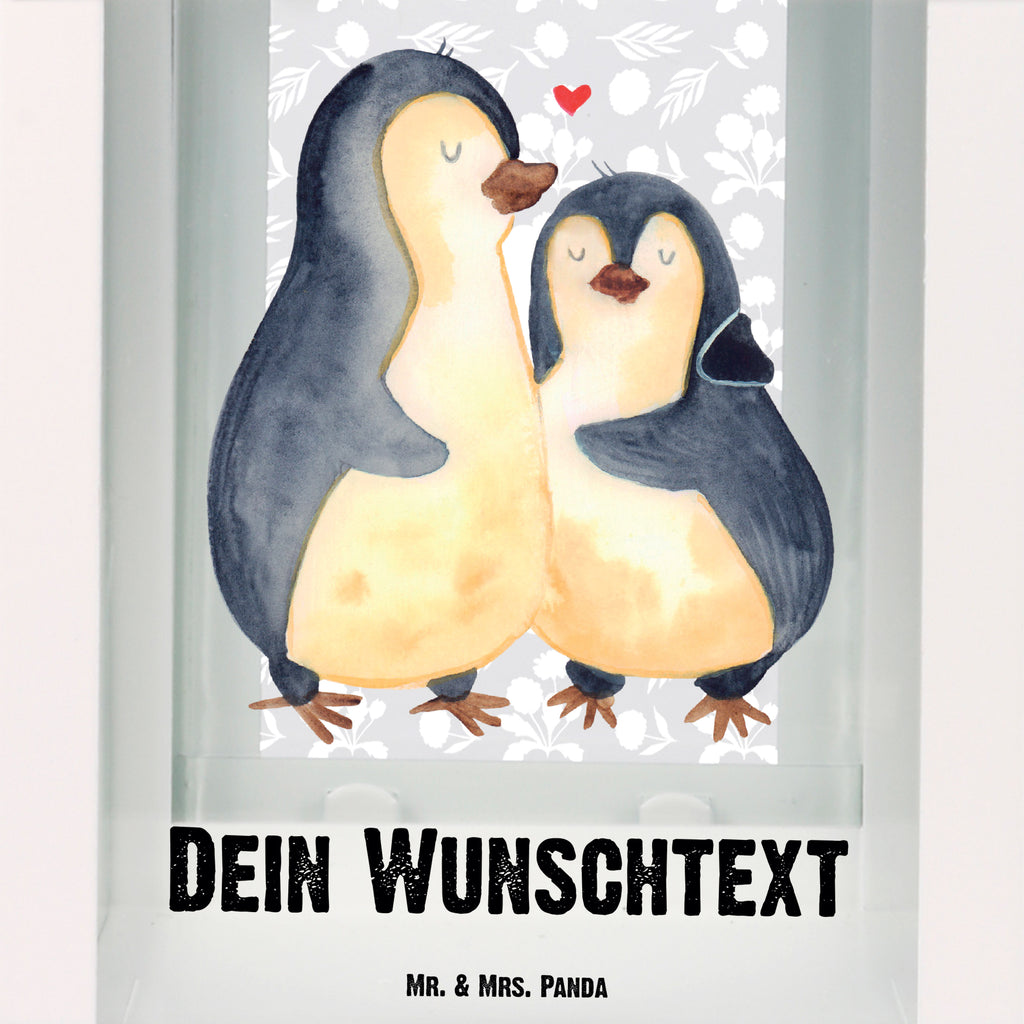 Personalisierte Deko Laterne Pinguin umarmend Gartenlampe, Gartenleuchte, Gartendekoration, Gartenlicht, Laterne  kleine Laternen, XXL Laternen, Laterne groß, Pinguin, Liebe, Liebespaar, Liebesbeweis, Liebesgeschenk, Verlobung, Jahrestag, Hochzeitstag, Hochzeit, Hochzeitsgeschenk