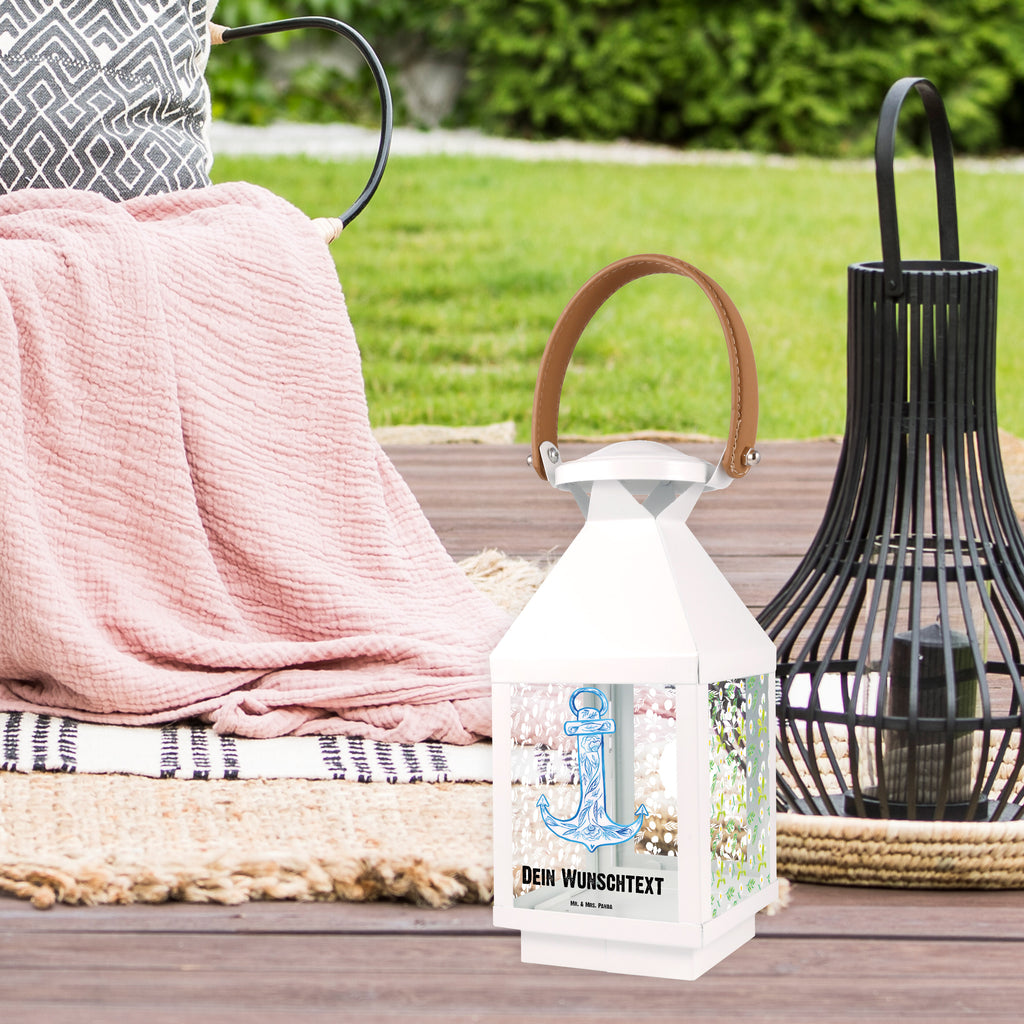Personalisierte Deko Laterne Anker Blau Gartenlampe, Gartenleuchte, Gartendekoration, Gartenlicht, Laterne  kleine Laternen, XXL Laternen, Laterne groß, Tiermotive, Gute Laune, lustige Sprüche, Tiere