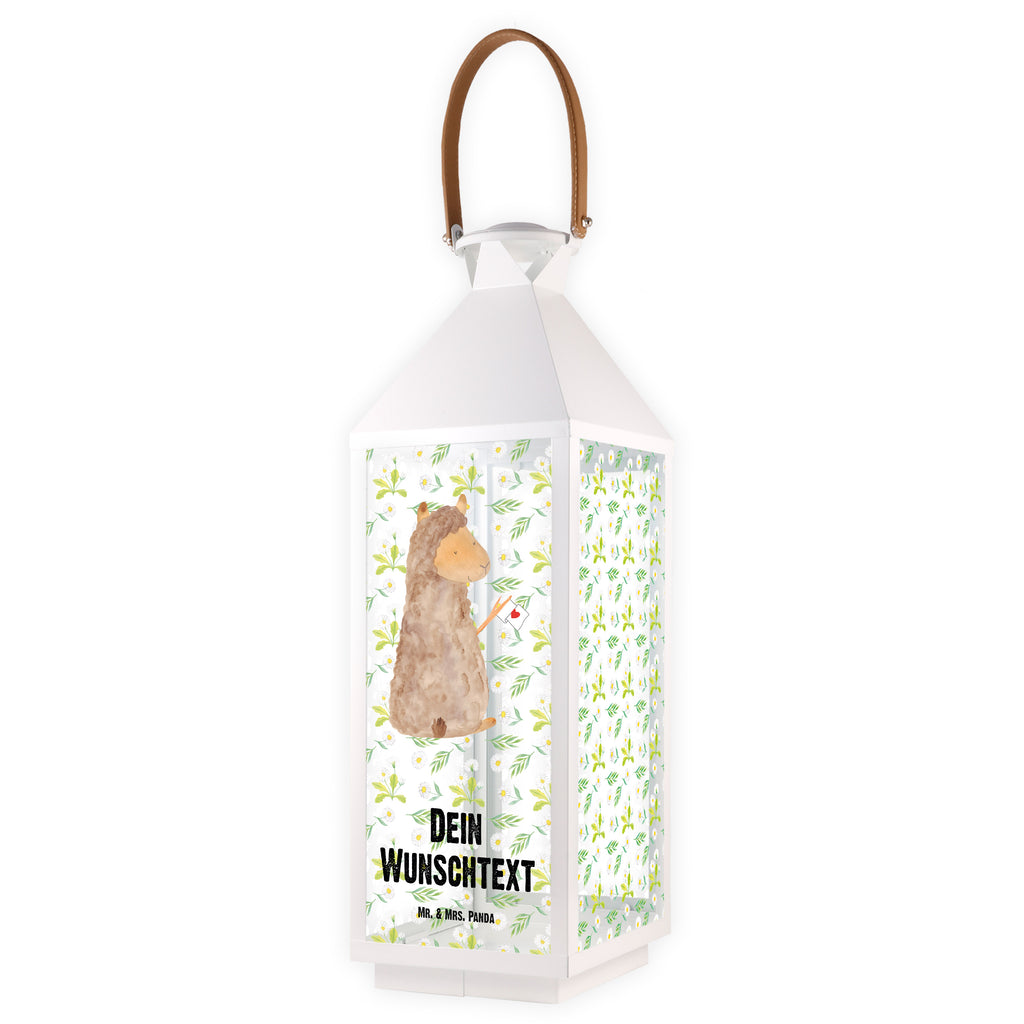 Personalisierte Deko Laterne Alpaka Fahne Gartenlampe, Gartenleuchte, Gartendekoration, Gartenlicht, Laterne  kleine Laternen, XXL Laternen, Laterne groß, Alpaka, Lama, Alpakas, Lamas, Liebe