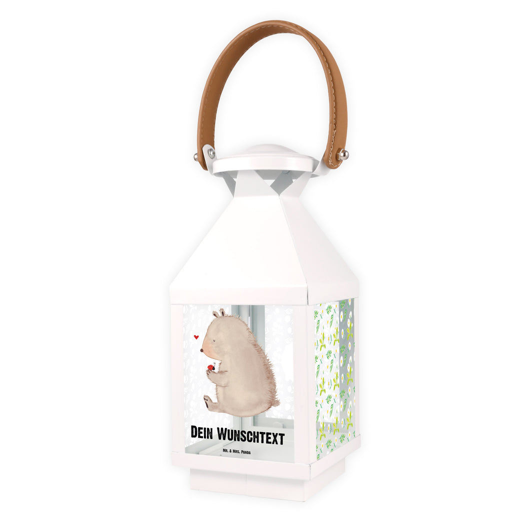 Personalisierte Deko Laterne Bär mit Marienkäfer Gartenlampe, Gartenleuchte, Gartendekoration, Gartenlicht, Laterne  kleine Laternen, XXL Laternen, Laterne groß, Bär, Teddy, Teddybär, Marienkäfer, Liebe, Freiheit, Motivation, Das Leben ist schön