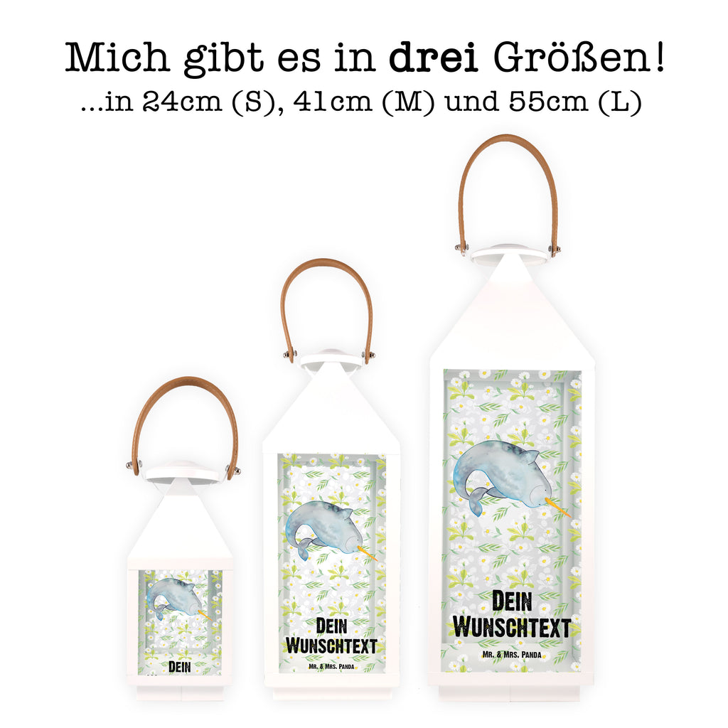 Personalisierte Deko Laterne Narwal Gartenlampe, Gartenleuchte, Gartendekoration, Gartenlicht, Laterne  kleine Laternen, XXL Laternen, Laterne groß, Meerestiere, Meer, Urlaub, Narwal, Wal, Putzen, Hausfrau, Junggesellin, aufräumen, Kinderzimmer