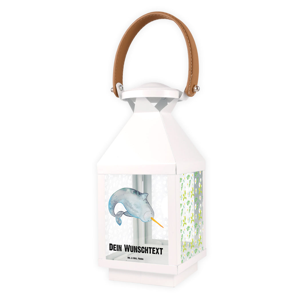 Personalisierte Deko Laterne Narwal Gartenlampe, Gartenleuchte, Gartendekoration, Gartenlicht, Laterne  kleine Laternen, XXL Laternen, Laterne groß, Meerestiere, Meer, Urlaub, Narwal, Wal, Putzen, Hausfrau, Junggesellin, aufräumen, Kinderzimmer