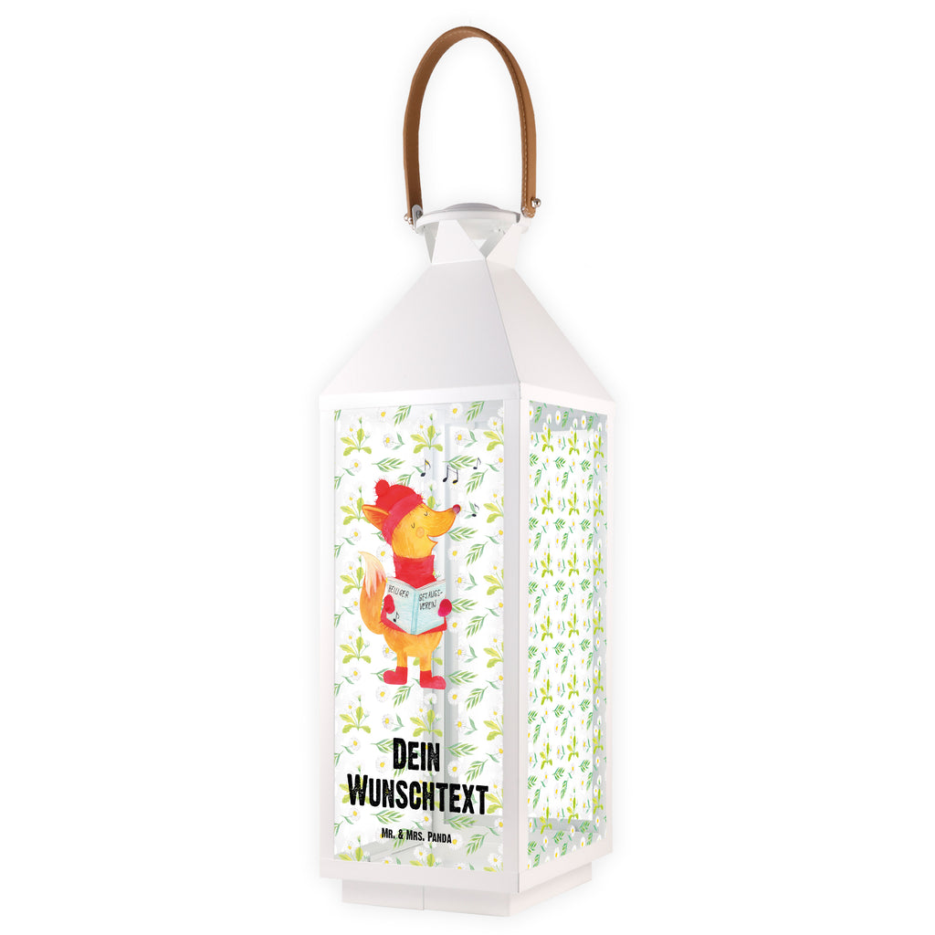 Personalisierte Deko Laterne Fuchs Sänger Gartenlampe, Gartenleuchte, Gartendekoration, Gartenlicht, Laterne  kleine Laternen, XXL Laternen, Laterne groß, Winter, Weihnachten, Weihnachtsdeko, Nikolaus, Advent, Heiligabend, Wintermotiv, Fuchs, Füchse, Sänger, Geschenk Sänger, Singen, Weihnachtslieder