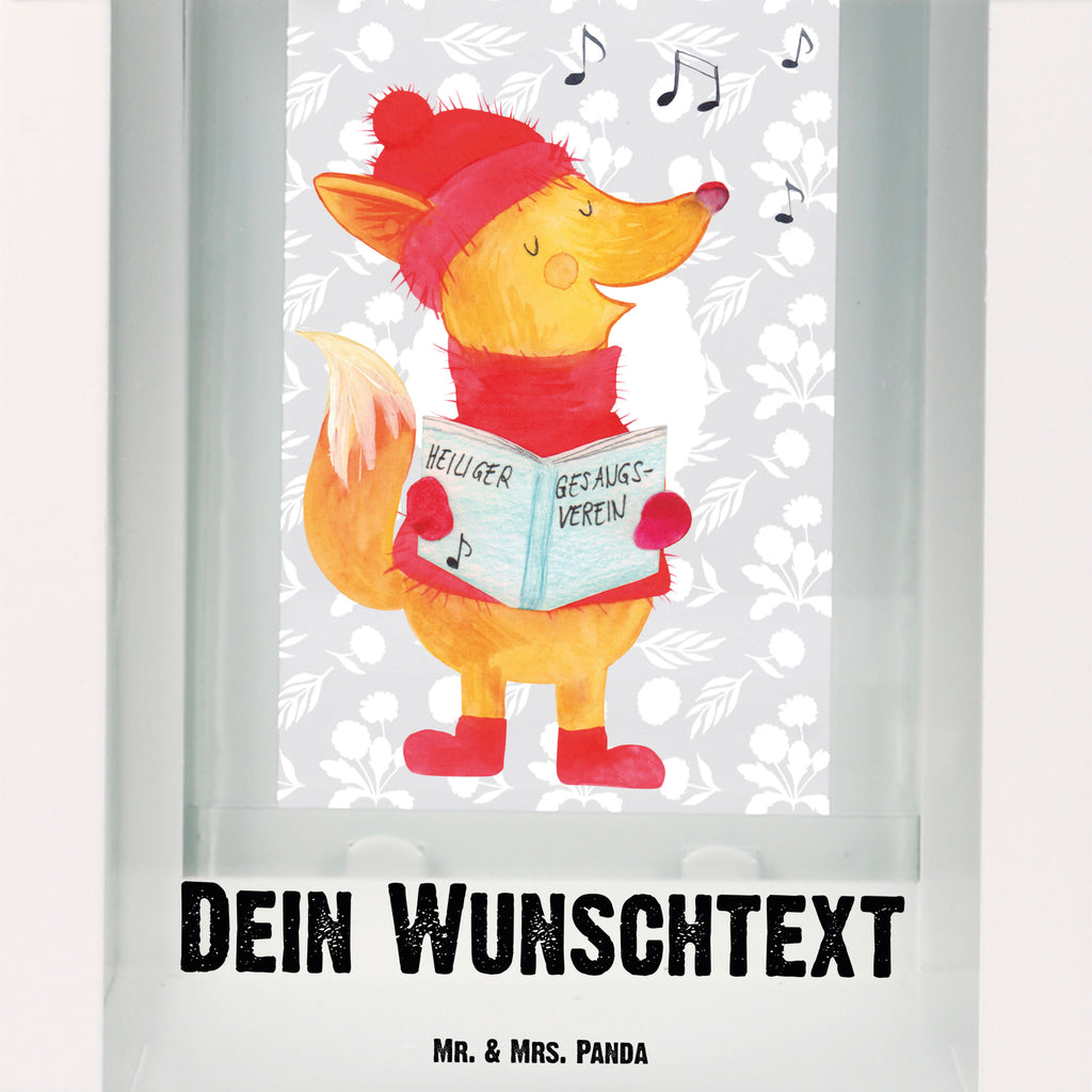 Personalisierte Deko Laterne Fuchs Sänger Gartenlampe, Gartenleuchte, Gartendekoration, Gartenlicht, Laterne  kleine Laternen, XXL Laternen, Laterne groß, Winter, Weihnachten, Weihnachtsdeko, Nikolaus, Advent, Heiligabend, Wintermotiv, Fuchs, Füchse, Sänger, Geschenk Sänger, Singen, Weihnachtslieder