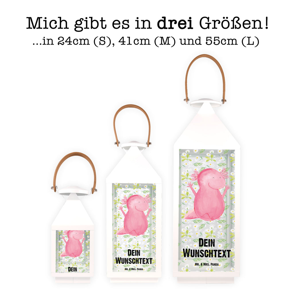 Personalisierte Deko Laterne Axolotl Hurra Gartenlampe, Gartenleuchte, Gartendekoration, Gartenlicht, Laterne  kleine Laternen, XXL Laternen, Laterne groß, Axolotl, Molch, Axolot, Schwanzlurch, Lurch, Lurche, fröhlich, Spaß, Freude, Motivation, Zufriedenheit