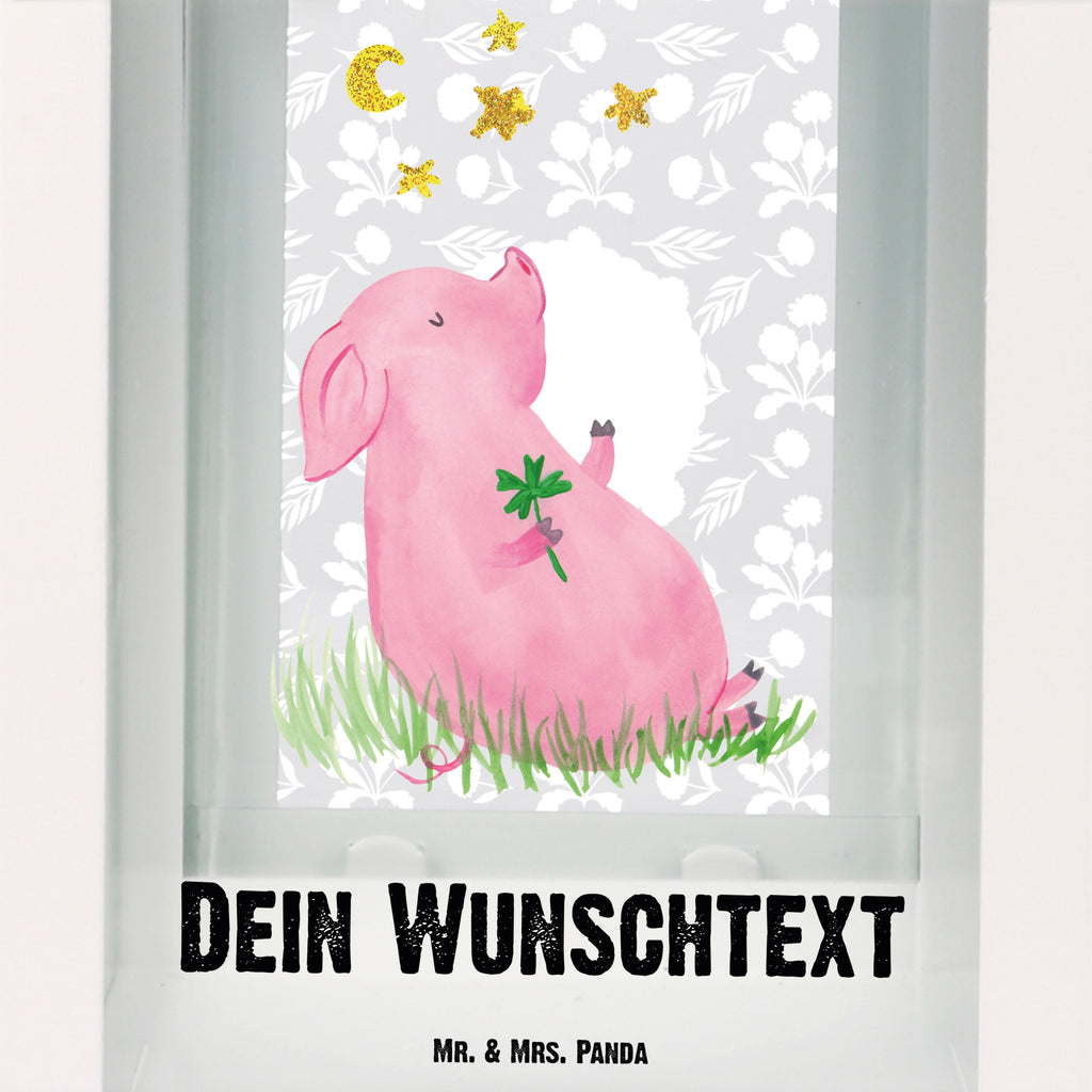 Personalisierte Deko Laterne Glücksschwein Gartenlampe, Gartenleuchte, Gartendekoration, Gartenlicht, Laterne  kleine Laternen, XXL Laternen, Laterne groß, Tiermotive, Gute Laune, lustige Sprüche, Tiere, Glücksschwein. Glück, Schwein, Schweinchen, Sterne, Sernchen, Ziele, Träume, Motivation, Glücksbringer