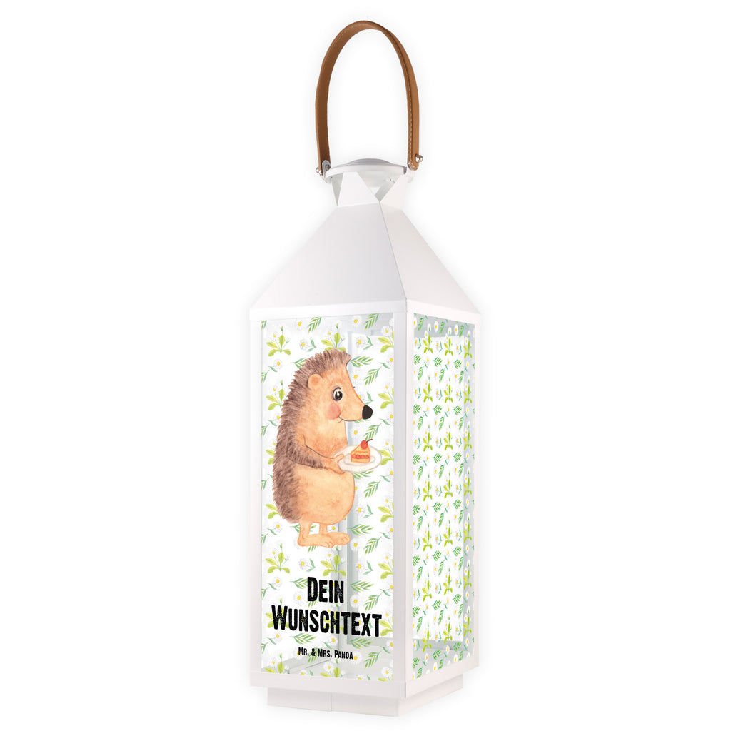 Personalisierte Deko Laterne Igel mit Kuchenstück Gartenlampe, Gartenleuchte, Gartendekoration, Gartenlicht, Laterne  kleine Laternen, XXL Laternen, Laterne groß, süße Tiermotive, gute Laune, lustige Sprüche, Tiere, Igel, Essen Spruch, Kuchen, Backen Geschenk, Kuchen backen, Einladung Party, Geburtstagskuchen, Torte
