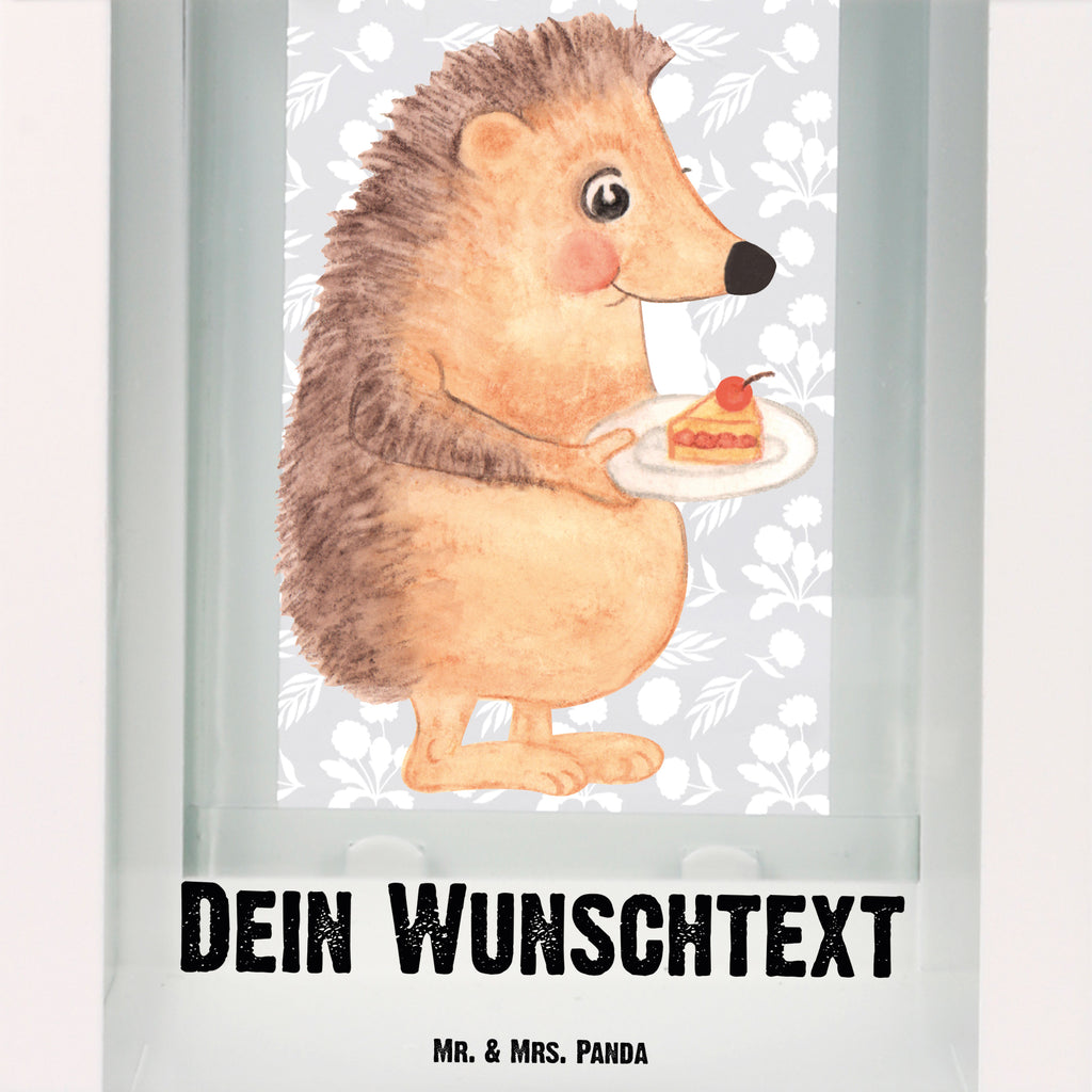 Personalisierte Deko Laterne Igel mit Kuchenstück Gartenlampe, Gartenleuchte, Gartendekoration, Gartenlicht, Laterne  kleine Laternen, XXL Laternen, Laterne groß, süße Tiermotive, gute Laune, lustige Sprüche, Tiere, Igel, Essen Spruch, Kuchen, Backen Geschenk, Kuchen backen, Einladung Party, Geburtstagskuchen, Torte