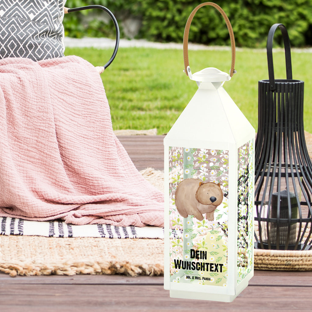 Personalisierte Deko Laterne Wombat Gartenlampe, Gartenleuchte, Gartendekoration, Gartenlicht, Laterne  kleine Laternen, XXL Laternen, Laterne groß, Tiermotive, Gute Laune, lustige Sprüche, Tiere, Wombat, Das Leben ist schön, Motivation, Spruch, Australien