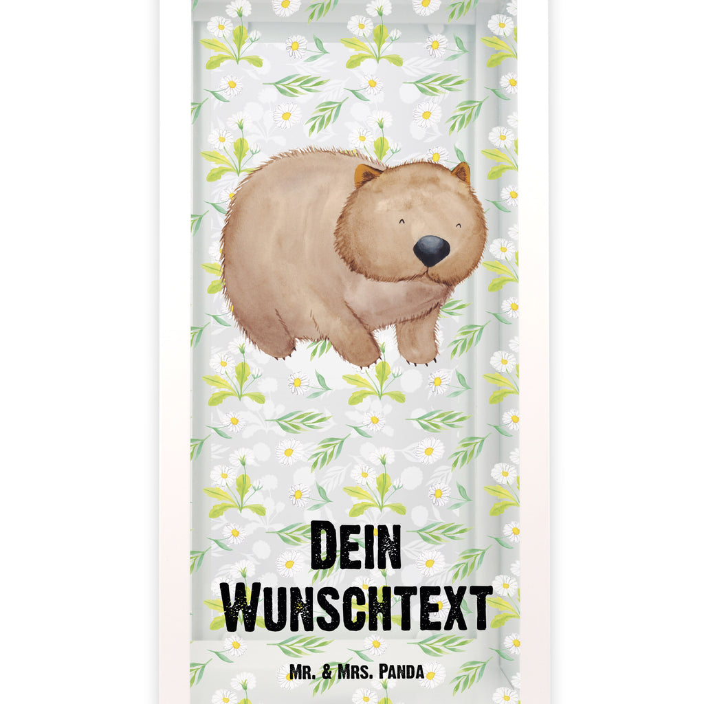 Personalisierte Deko Laterne Wombat Gartenlampe, Gartenleuchte, Gartendekoration, Gartenlicht, Laterne  kleine Laternen, XXL Laternen, Laterne groß, Tiermotive, Gute Laune, lustige Sprüche, Tiere, Wombat, Das Leben ist schön, Motivation, Spruch, Australien