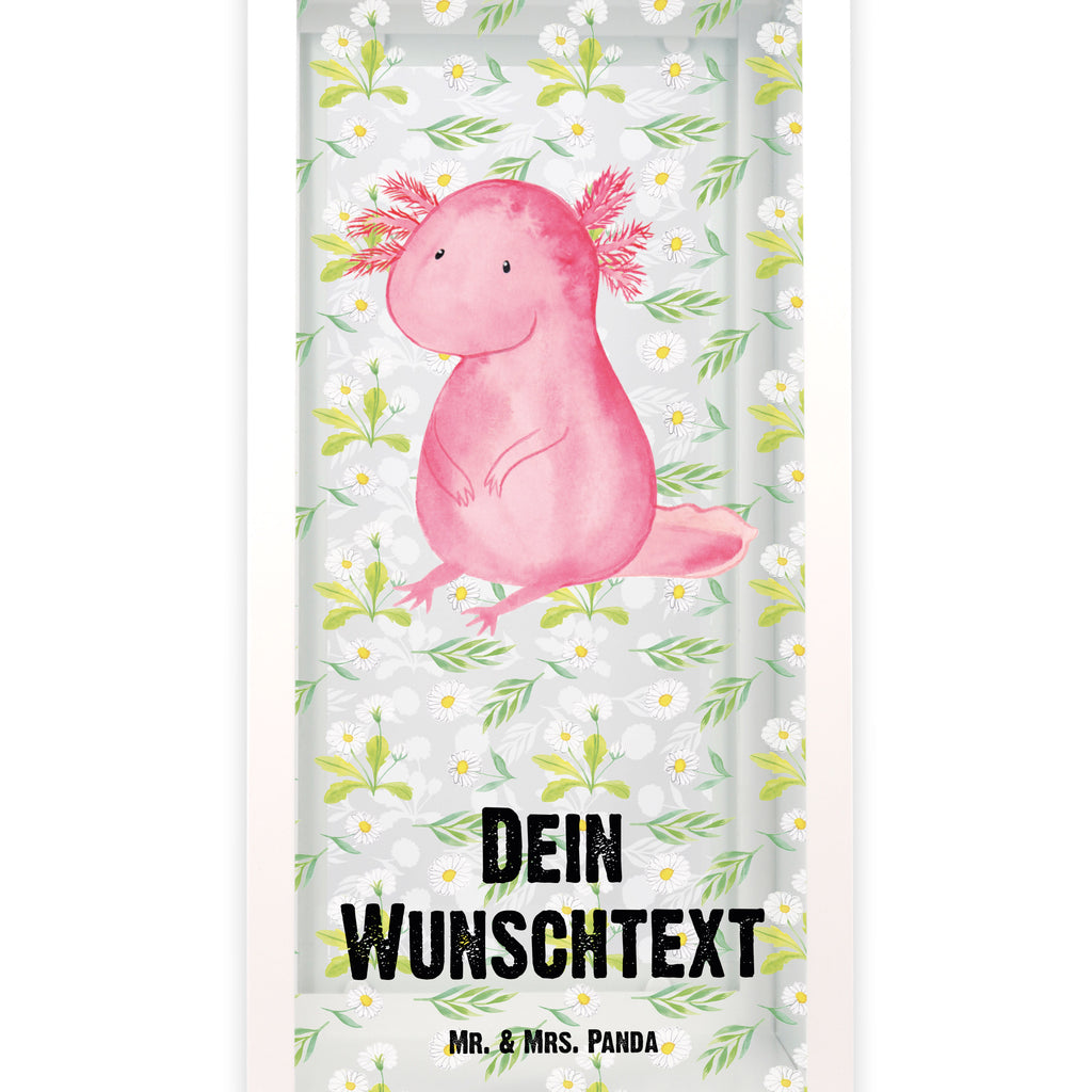 Personalisierte Deko Laterne Axolotl Gartenlampe, Gartenleuchte, Gartendekoration, Gartenlicht, Laterne  kleine Laternen, XXL Laternen, Laterne groß, Axolotl, Molch, Axolot, vergnügt, fröhlich, zufrieden, Lebensstil, Weisheit, Lebensweisheit, Liebe, Freundin