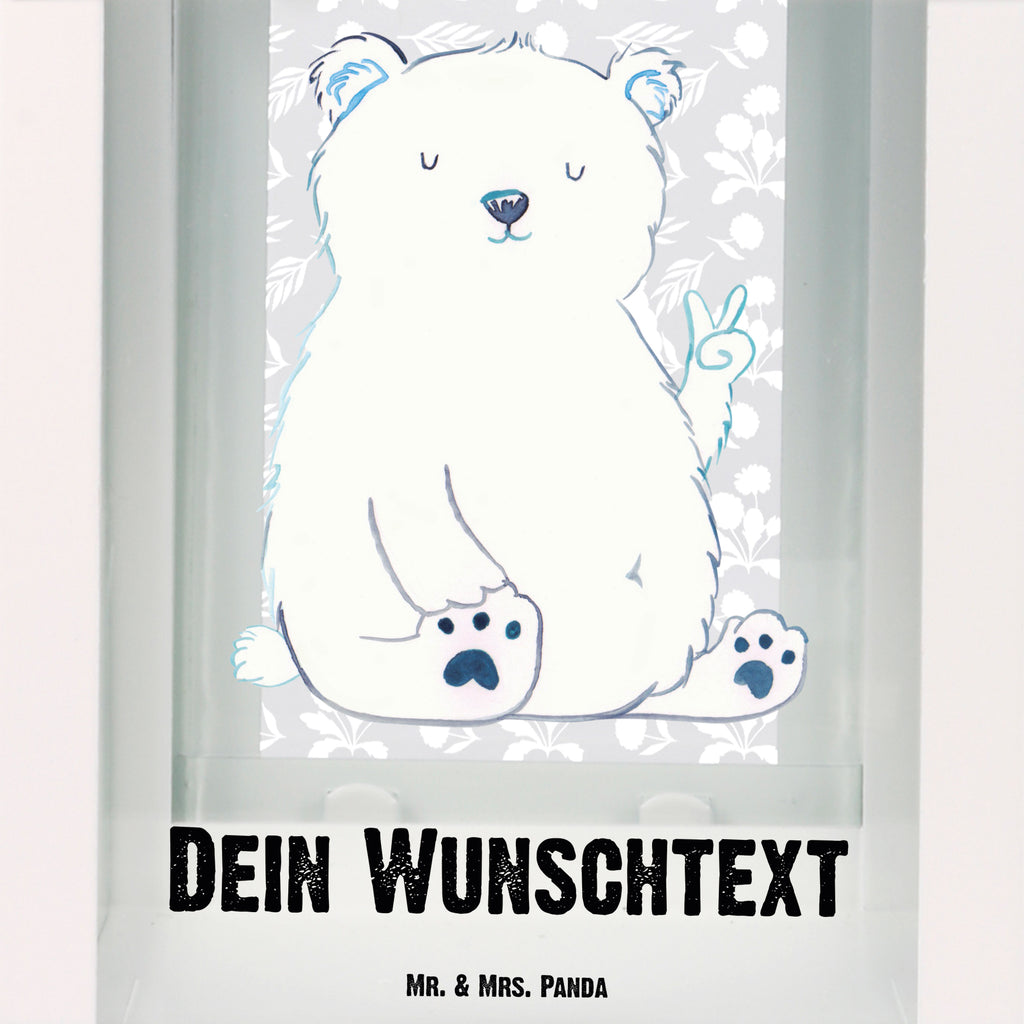 Personalisierte Deko Laterne Eisbär Faul Gartenlampe, Gartenleuchte, Gartendekoration, Gartenlicht, Laterne  kleine Laternen, XXL Laternen, Laterne groß, Bär, Teddy, Teddybär, Eisbär, Nordpol, Faul, Entspannen, Relaxen, Büro, Arbeit, Bürojob, Arbeitsplatz, Homeoffice