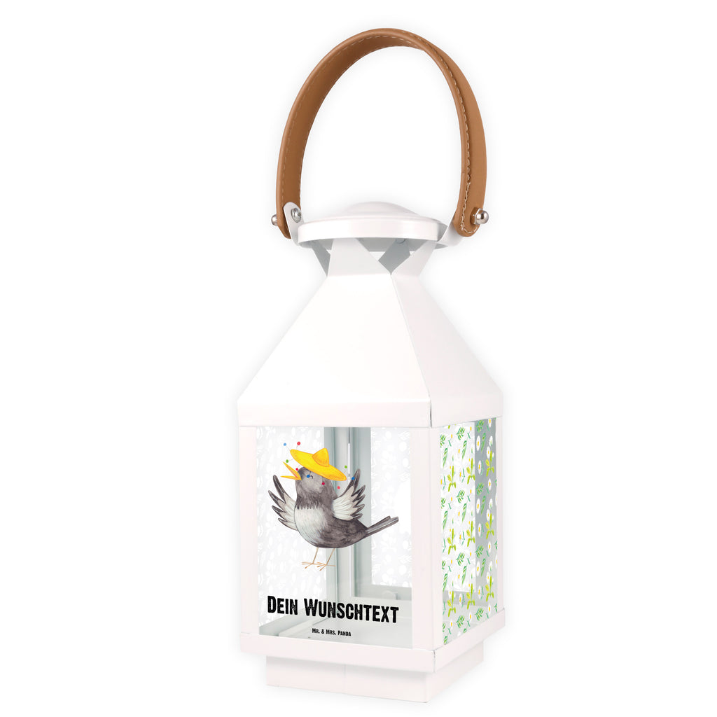 Personalisierte Deko Laterne Rabe mit Sombrero Gartenlampe, Gartenleuchte, Gartendekoration, Gartenlicht, Laterne  kleine Laternen, XXL Laternen, Laterne groß, süße Tiermotive, gute Laune, lustige Sprüche, Tiere, Rabe, Vogel, Vögel, Spruch positiv, fröhlich sein, glücklich sein, Glück Spruch, froh, Elster, Motivation