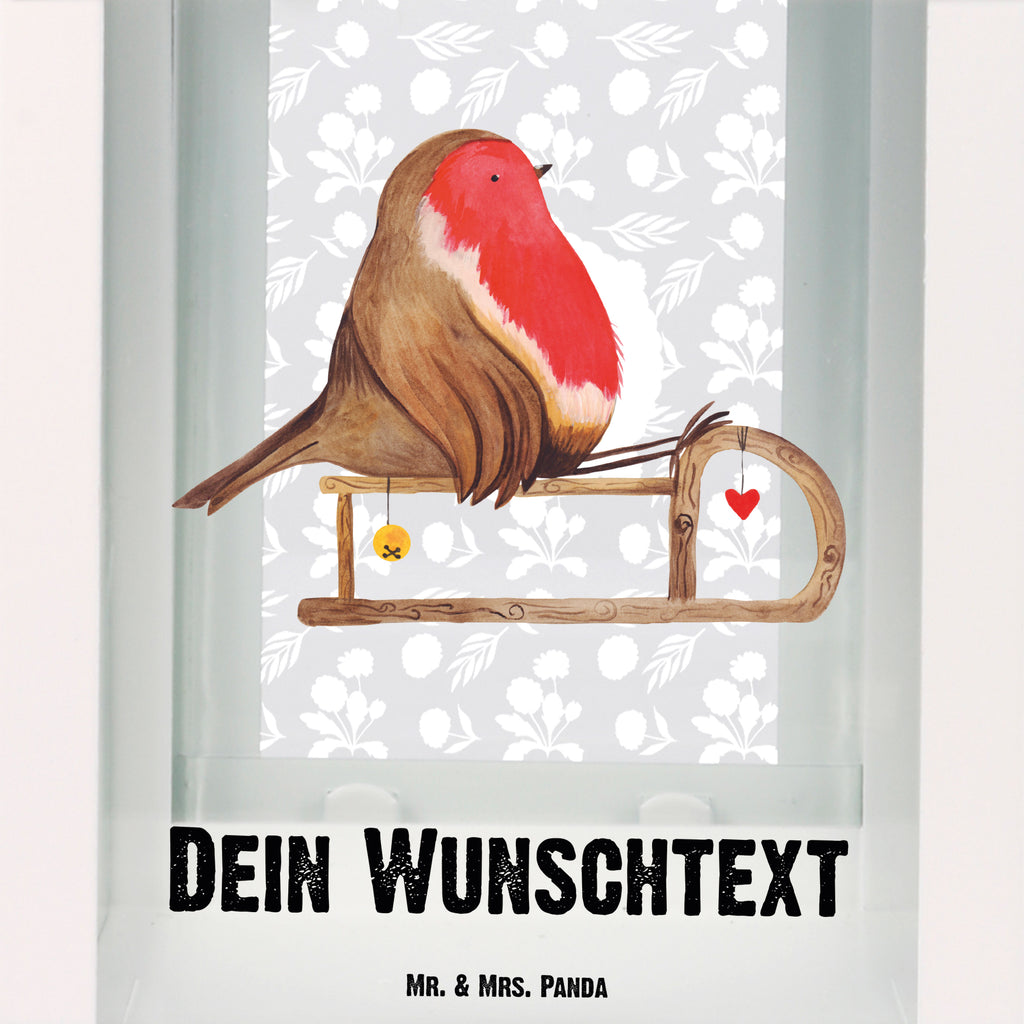 Personalisierte Deko Laterne Rotkehlchen Schlitten Gartenlampe, Gartenleuchte, Gartendekoration, Gartenlicht, Laterne  kleine Laternen, XXL Laternen, Laterne groß, Winter, Weihnachten, Weihnachtsdeko, Nikolaus, Advent, Heiligabend, Wintermotiv, Schlitten, Vogel