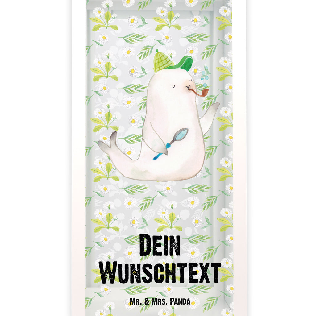 Personalisierte Deko Laterne Robbe Sherlock Gartenlampe, Gartenleuchte, Gartendekoration, Gartenlicht, Laterne  kleine Laternen, XXL Laternen, Laterne groß, Tiermotive, Gute Laune, lustige Sprüche, Tiere