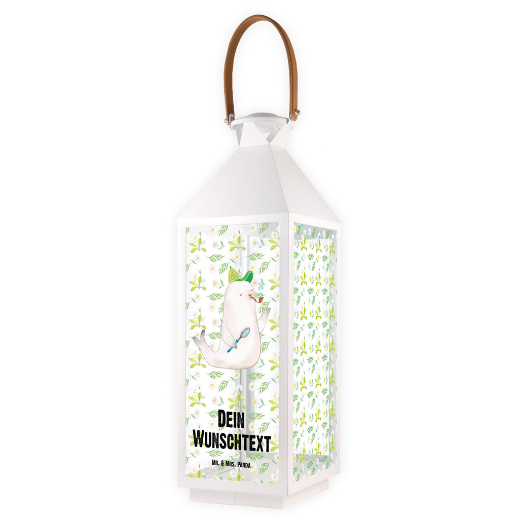 Personalisierte Deko Laterne Robbe Sherlock Gartenlampe, Gartenleuchte, Gartendekoration, Gartenlicht, Laterne  kleine Laternen, XXL Laternen, Laterne groß, Tiermotive, Gute Laune, lustige Sprüche, Tiere