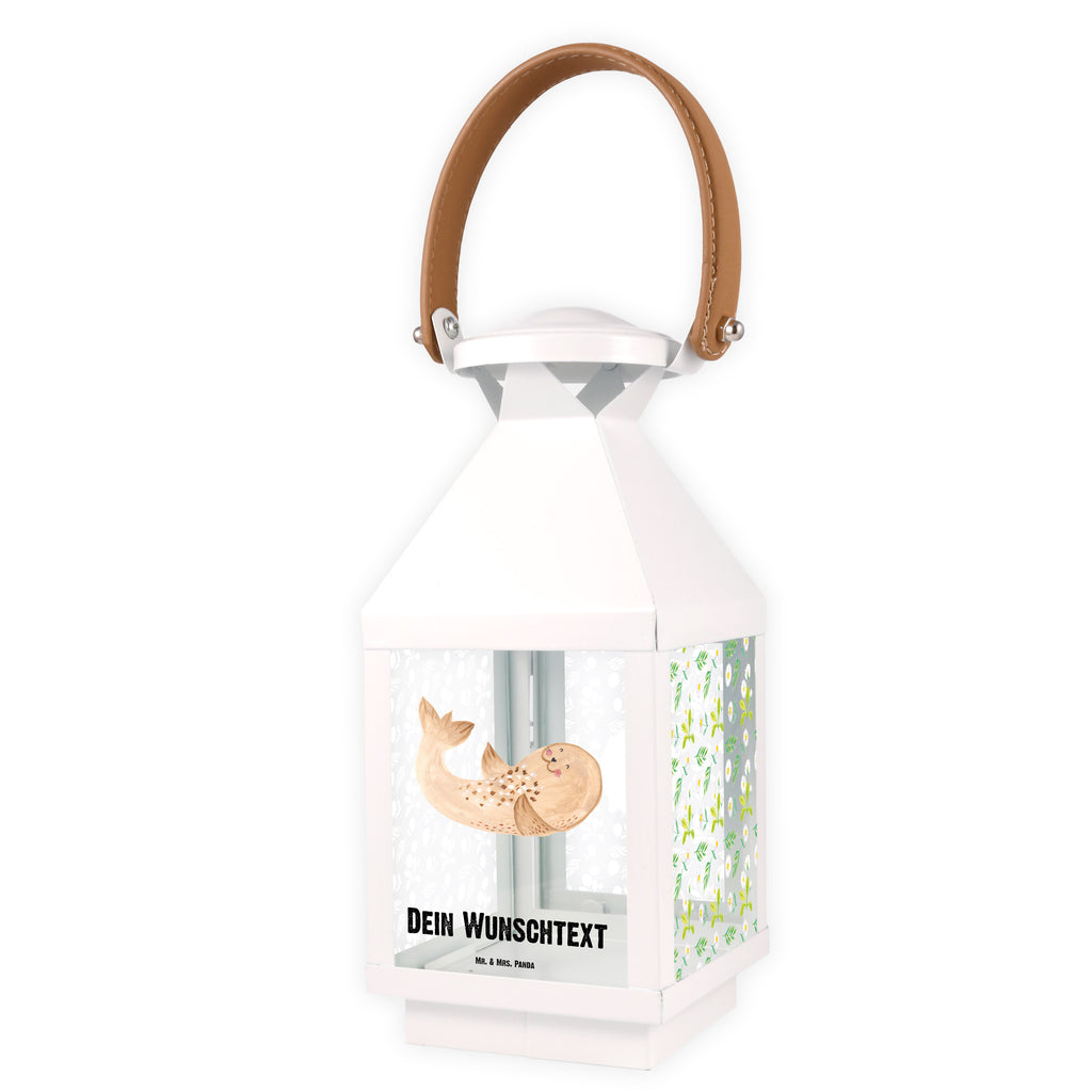 Personalisierte Deko Laterne Robbe liegend Gartenlampe, Gartenleuchte, Gartendekoration, Gartenlicht, Laterne  kleine Laternen, XXL Laternen, Laterne groß, Tiermotive, Gute Laune, lustige Sprüche, Tiere, Robbe, Robben, Seehund, Strand, Meerestier, Ostsee, Nordsee, Lachen, Freude