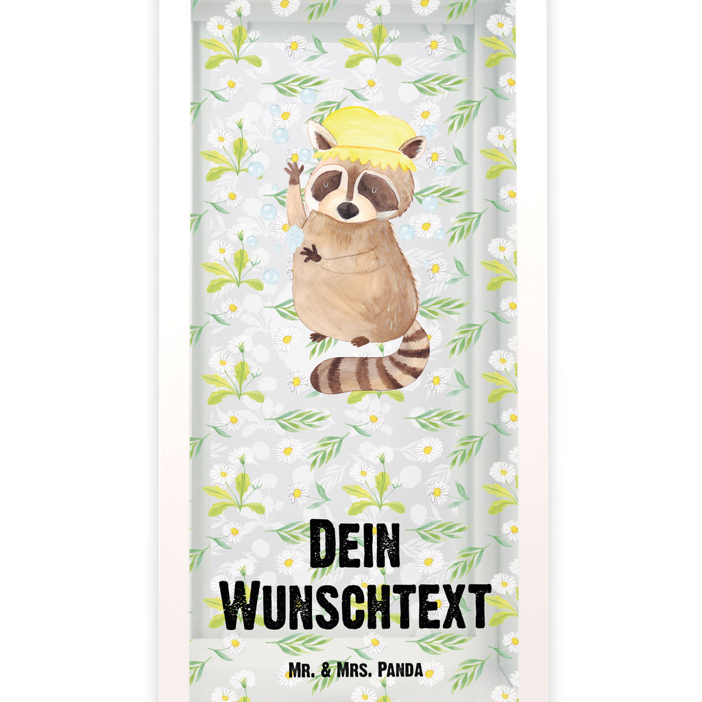 Personalisierte Deko Laterne Waschbär Gartenlampe, Gartenleuchte, Gartendekoration, Gartenlicht, Laterne  kleine Laternen, XXL Laternen, Laterne groß, Tiermotive, Gute Laune, lustige Sprüche, Tiere, Waschbär, Tagträumen, Plan, Fröhlich, waschen, Seifenblasen