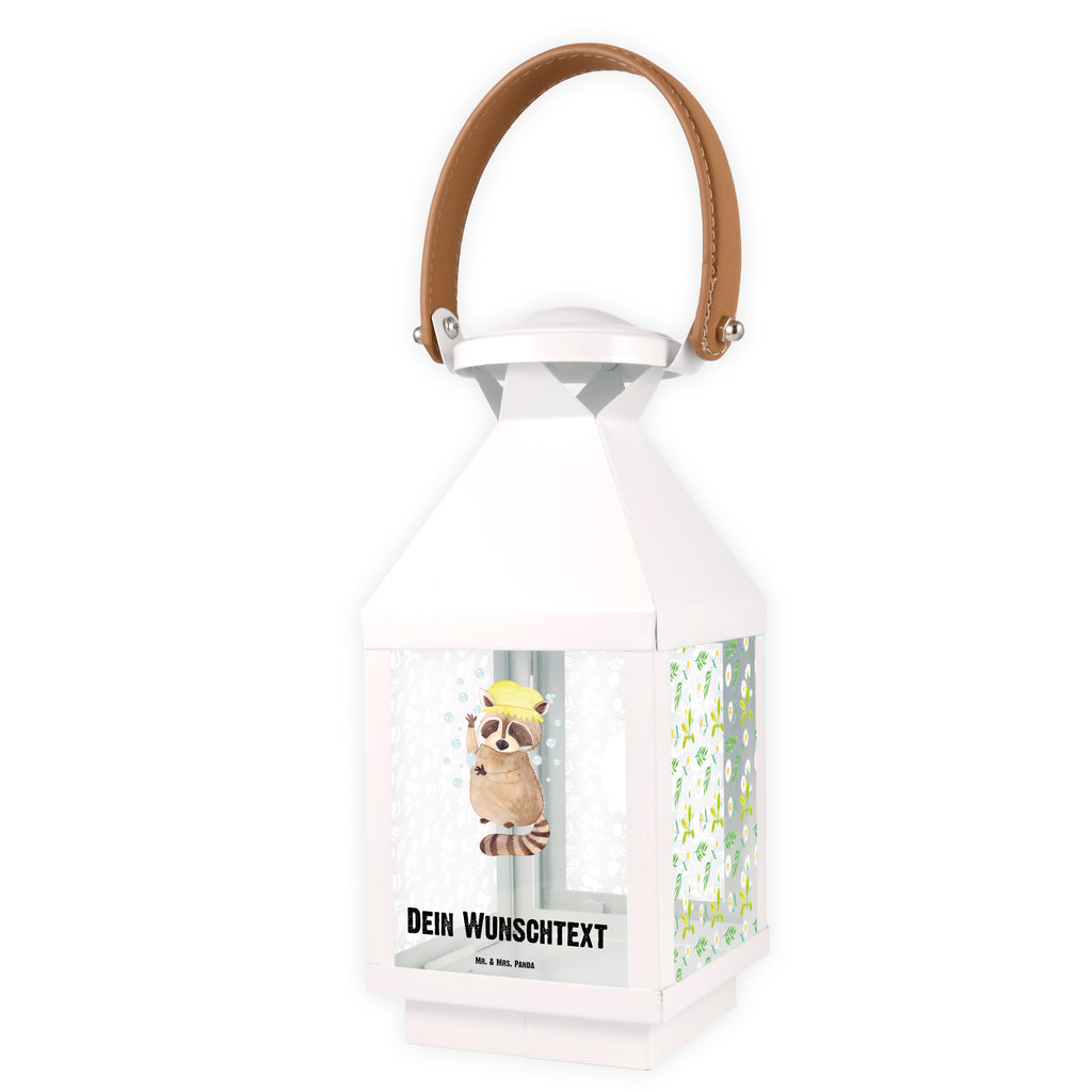 Personalisierte Deko Laterne Waschbär Gartenlampe, Gartenleuchte, Gartendekoration, Gartenlicht, Laterne  kleine Laternen, XXL Laternen, Laterne groß, Tiermotive, Gute Laune, lustige Sprüche, Tiere, Waschbär, Tagträumen, Plan, Fröhlich, waschen, Seifenblasen